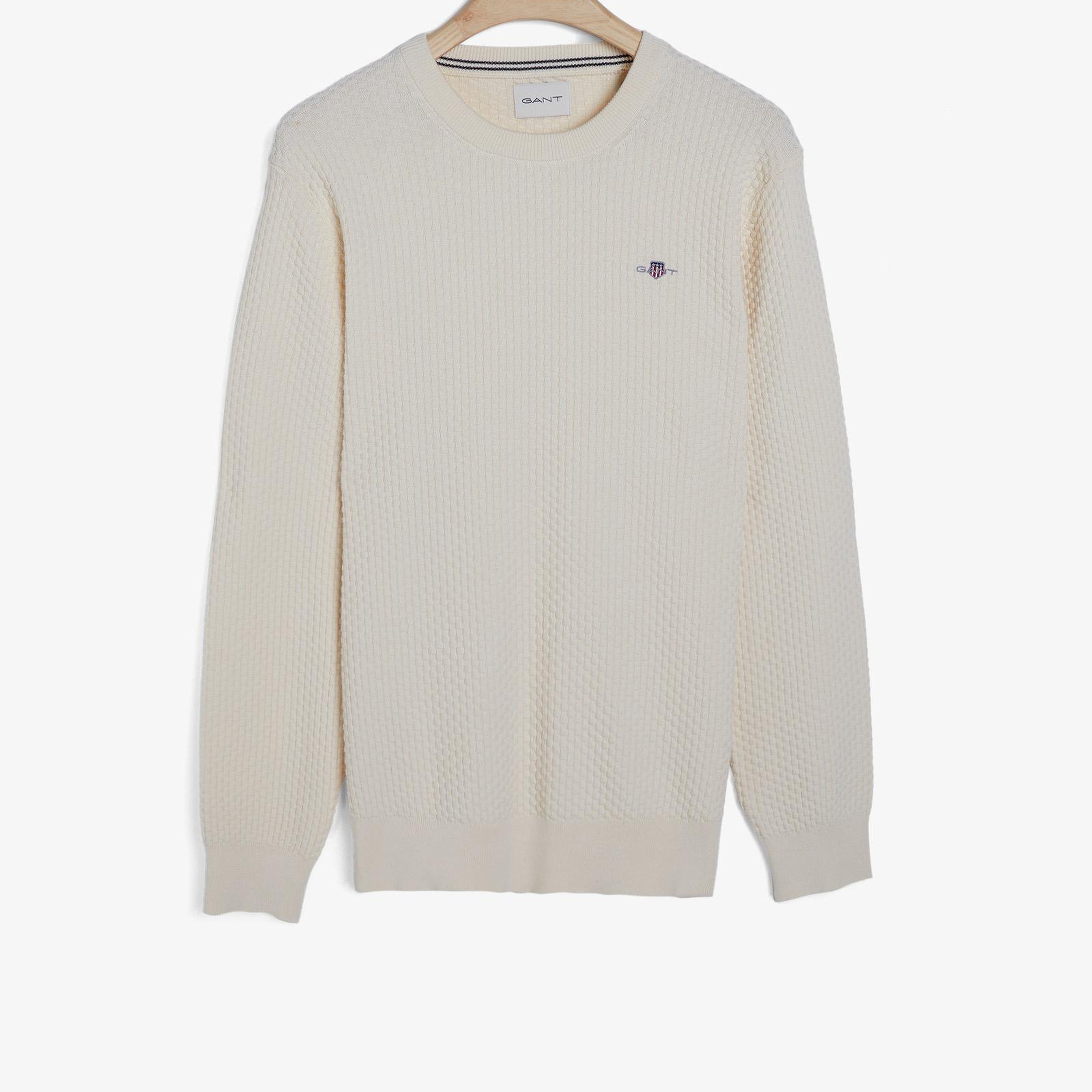 GANT Erkek Krem Regular Fit Bisiklet Yaka Kazak