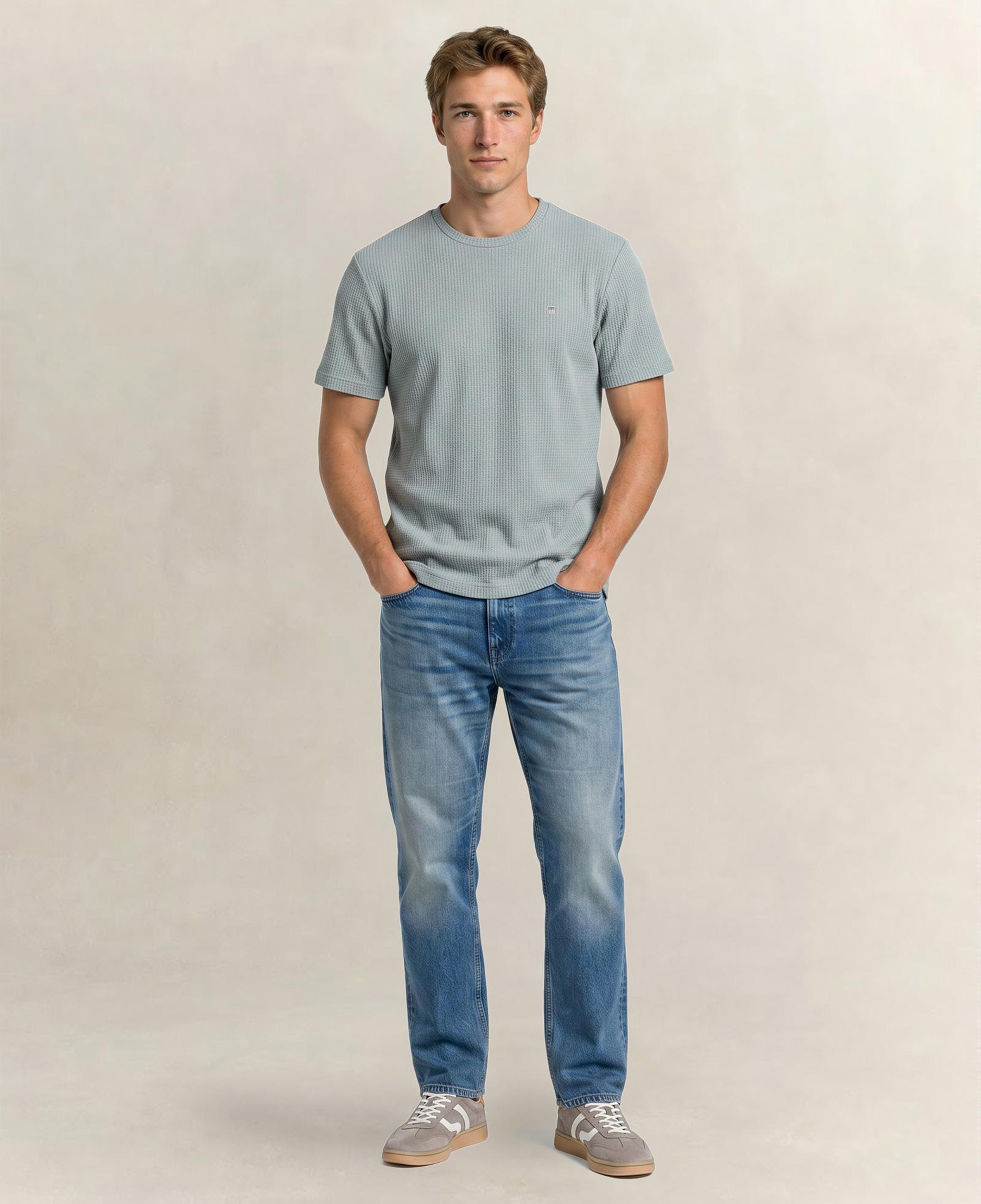 GANT Erkek Yeşil Bisiklet Yaka Regular Fit Logolu T-Shirt
