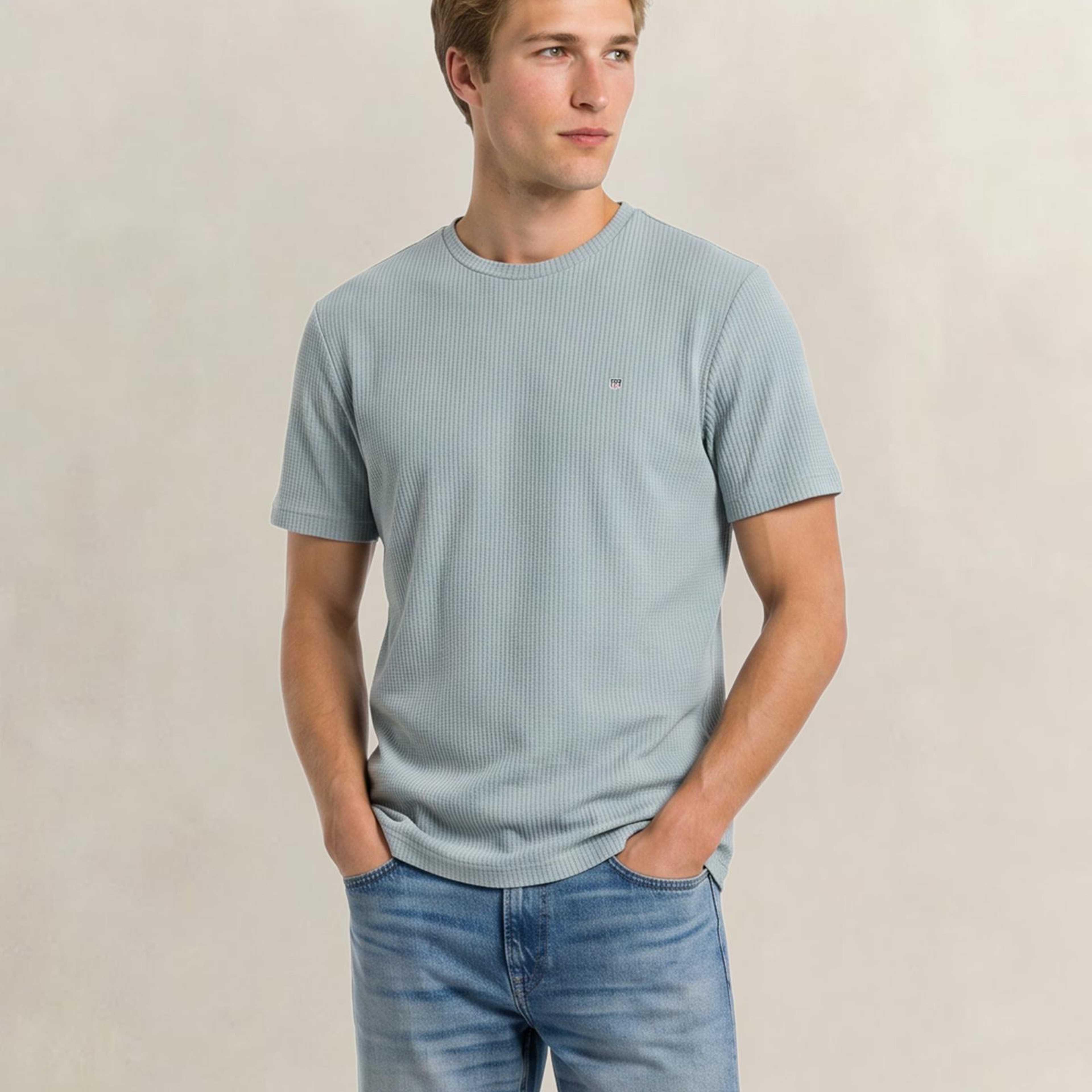 GANT Erkek Yeşil Bisiklet Yaka Regular Fit Logolu T-Shirt