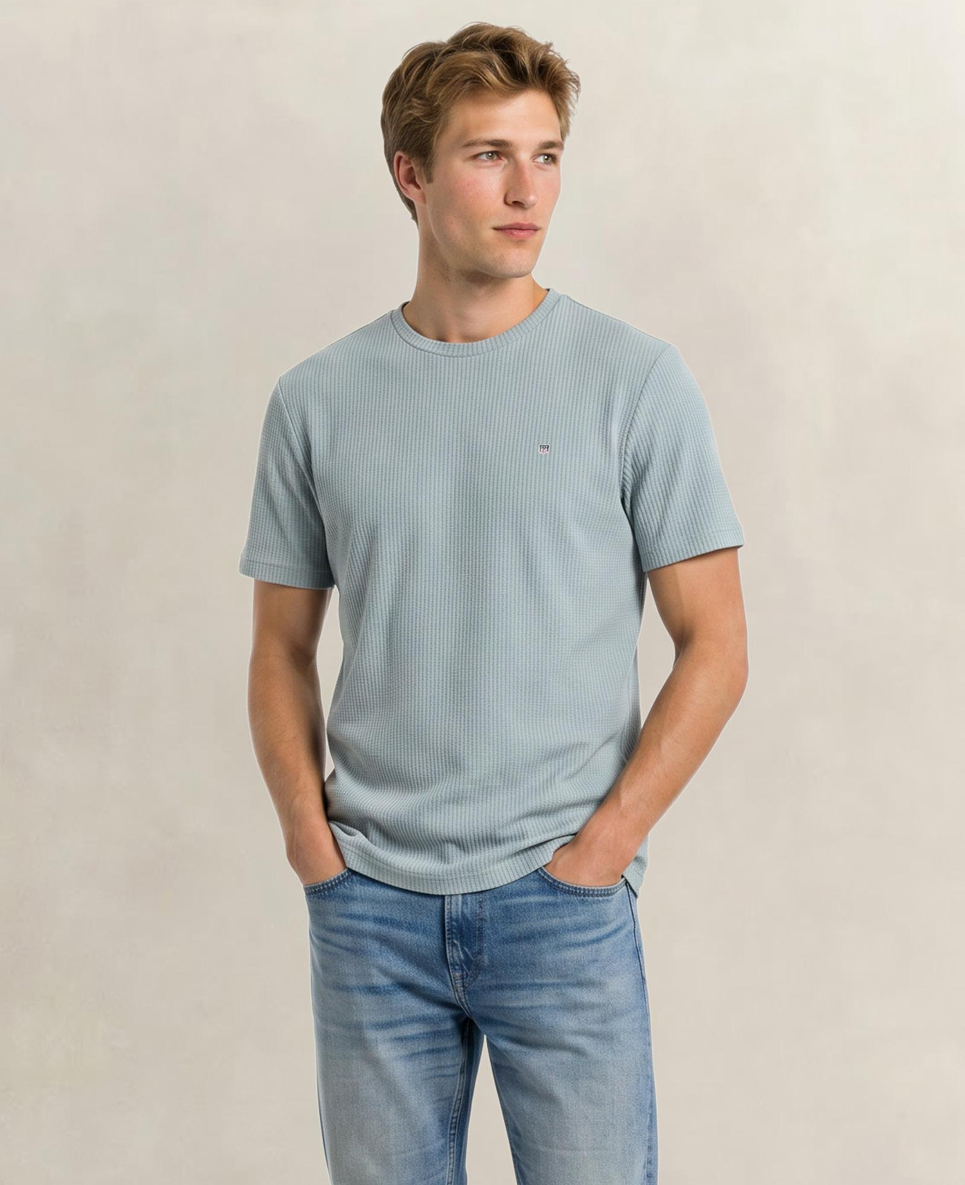 GANT Erkek Yeşil Bisiklet Yaka Regular Fit Logolu T-Shirt