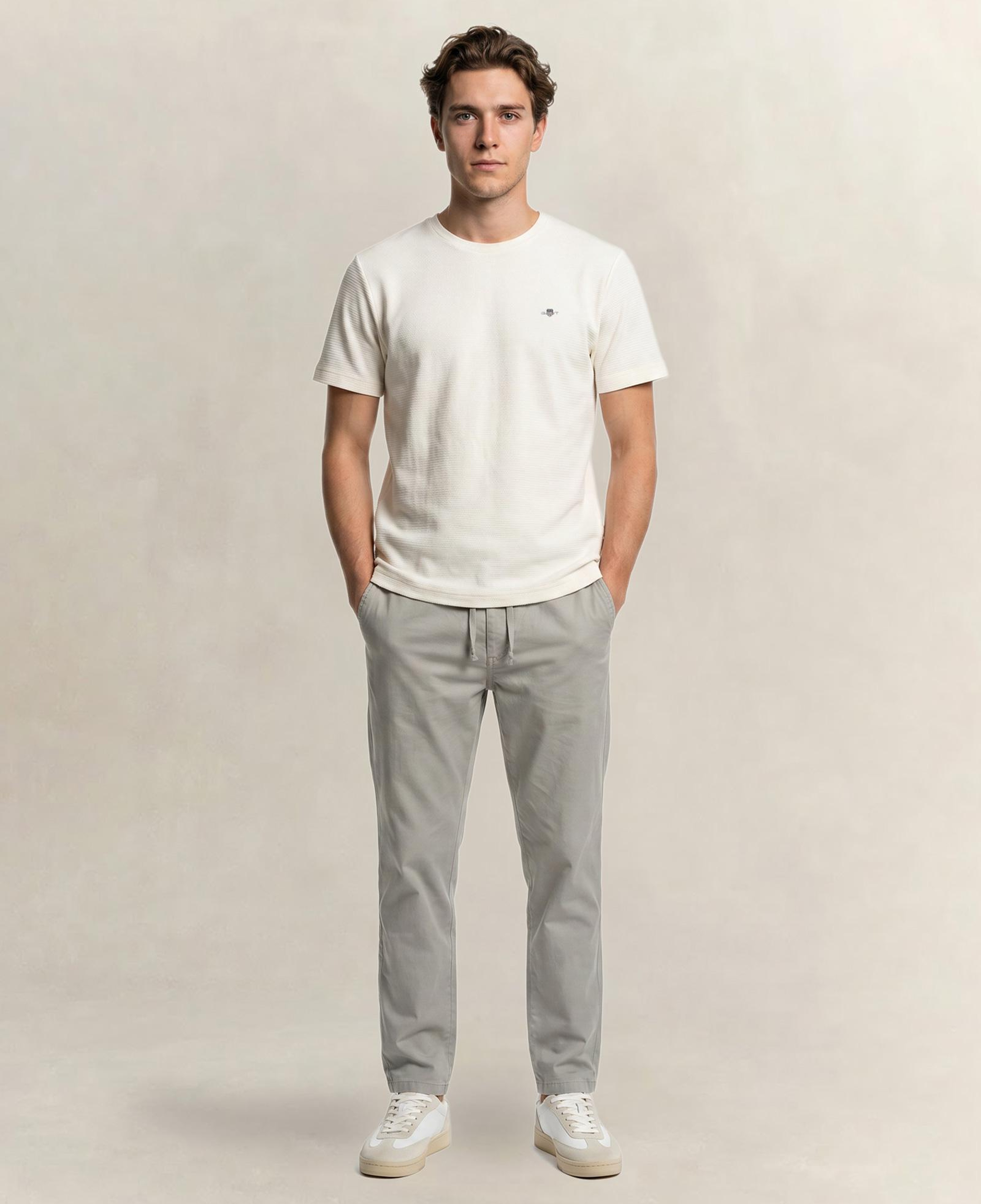 GANT Erkek Beyaz Bisiklet Yaka Regular Fit Logolu T-Shirt