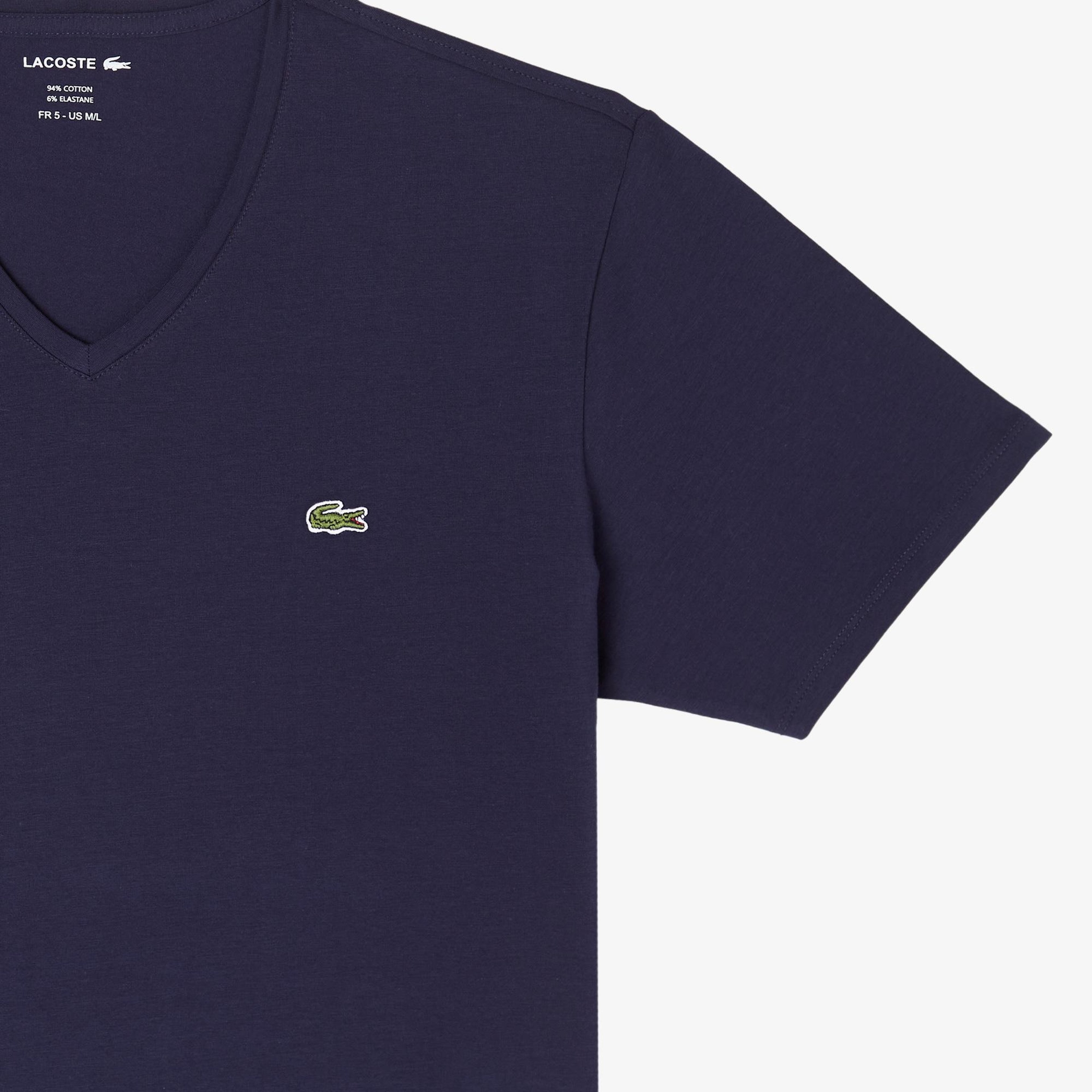 Erkek Slim Fit V Yaka Lacivert T-Shirt