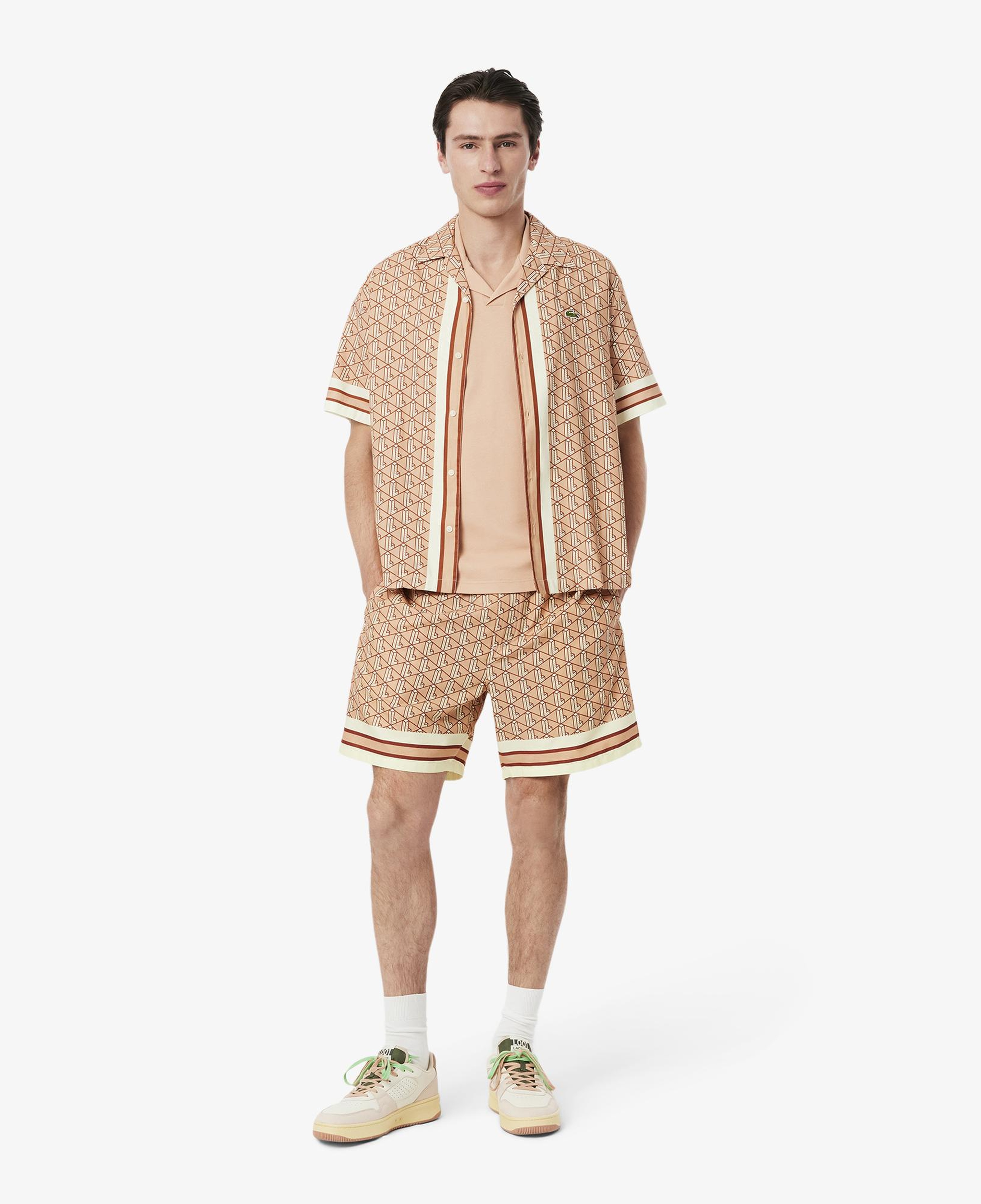 Lacoste Lightweight Monogram Print Erkek Kahverengi Şort