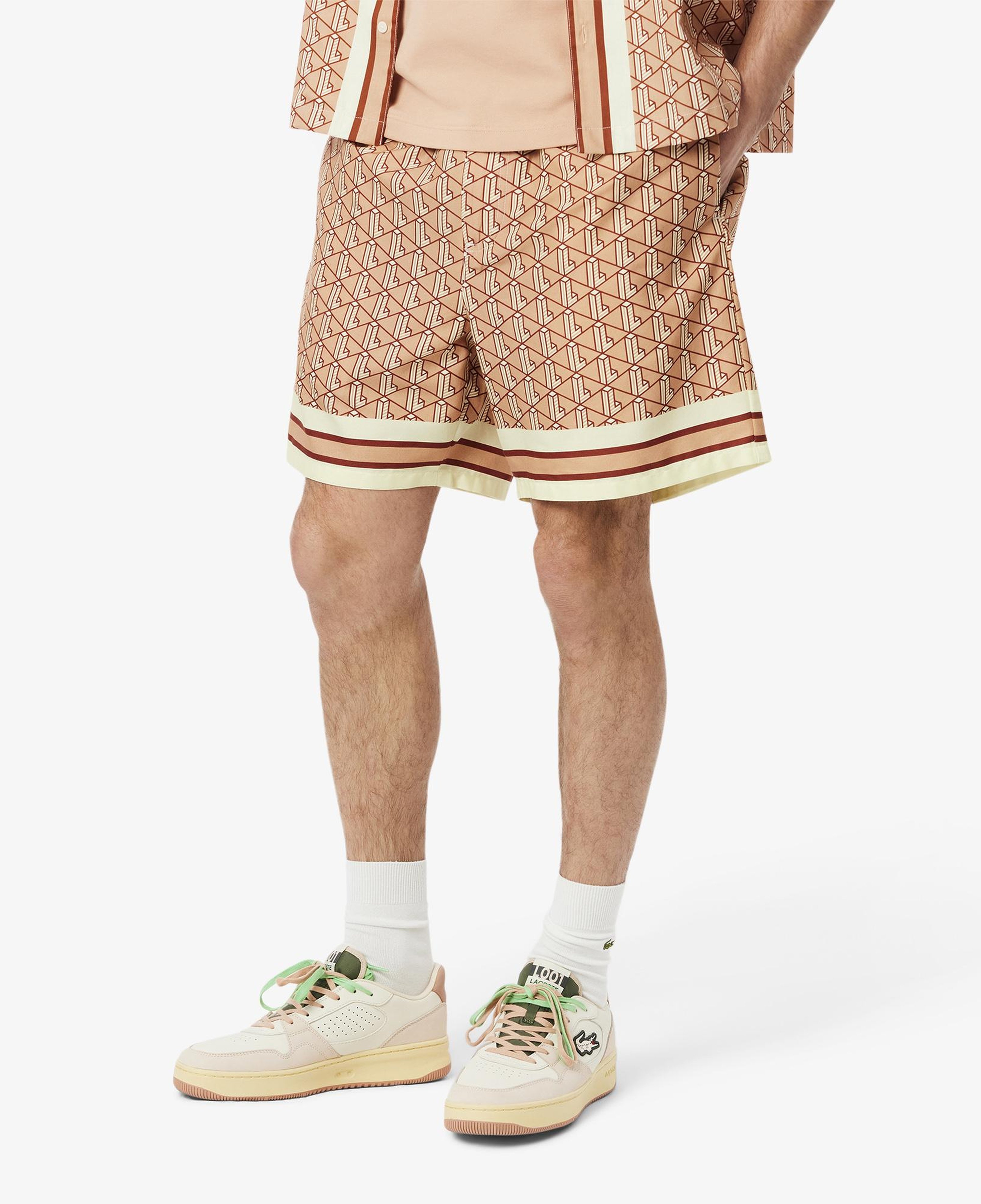 Lacoste Lightweight Monogram Print Erkek Kahverengi Şort