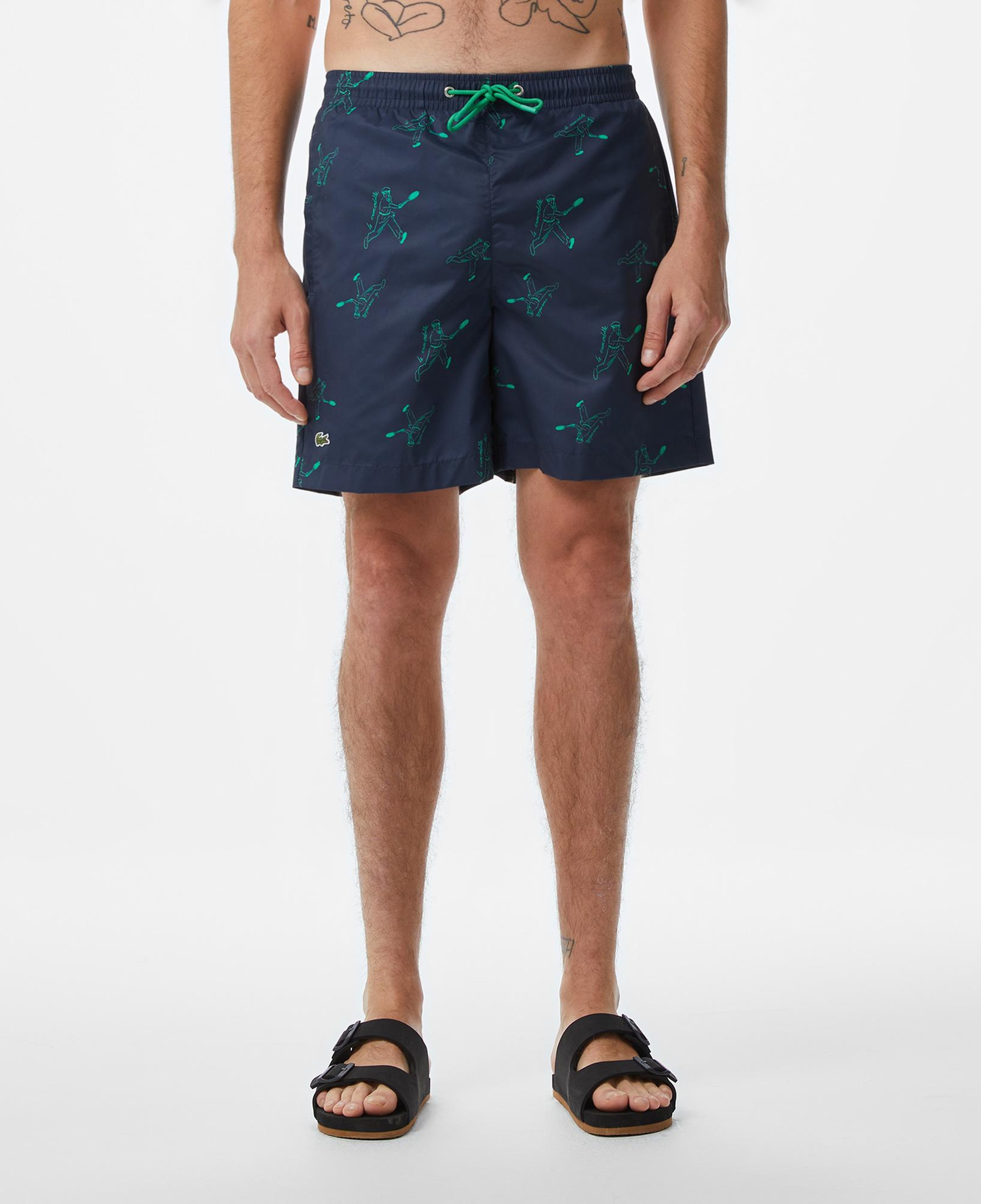 Lacoste Erkek Regular Fit Desenli Lacivert Deniz Şortu