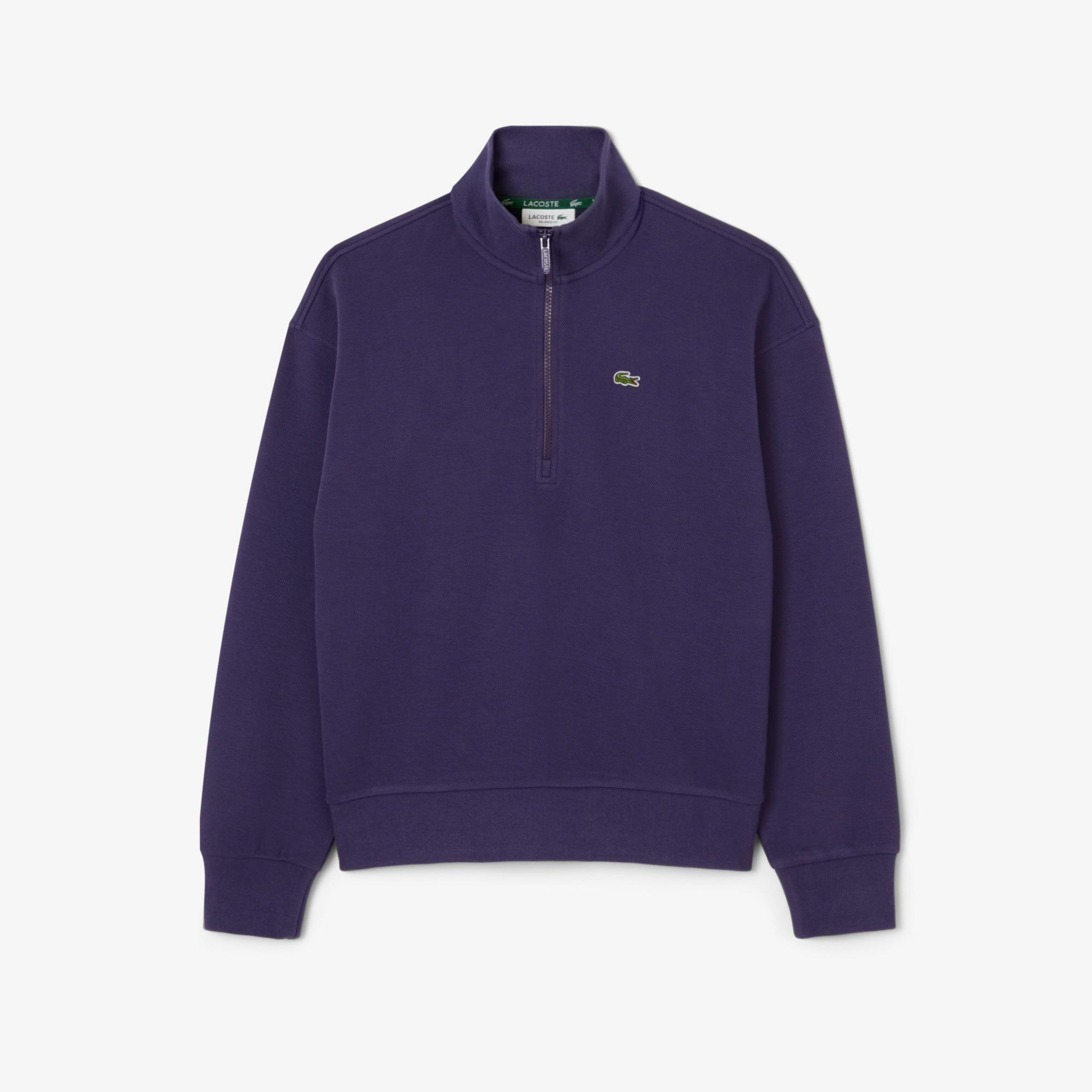 Lacoste Relaxed Fit Yarım Fermuarlı Kadın Mor Sweatshirt