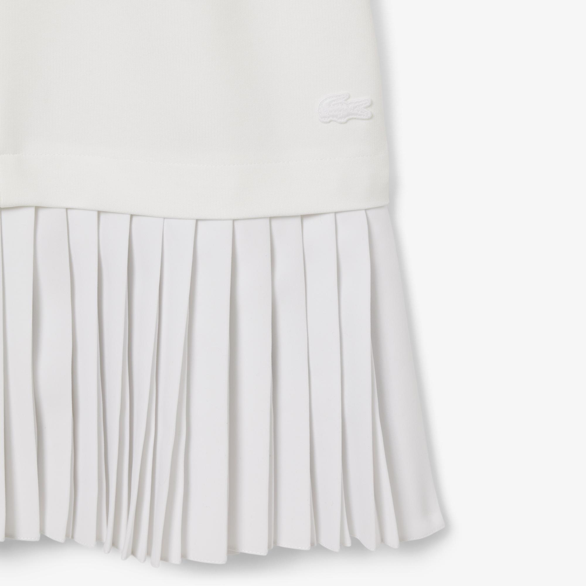 SS25 RUNWAY Kadın Slim Fit Kısa Kollu Polo Yaka Beyaz Elbise
