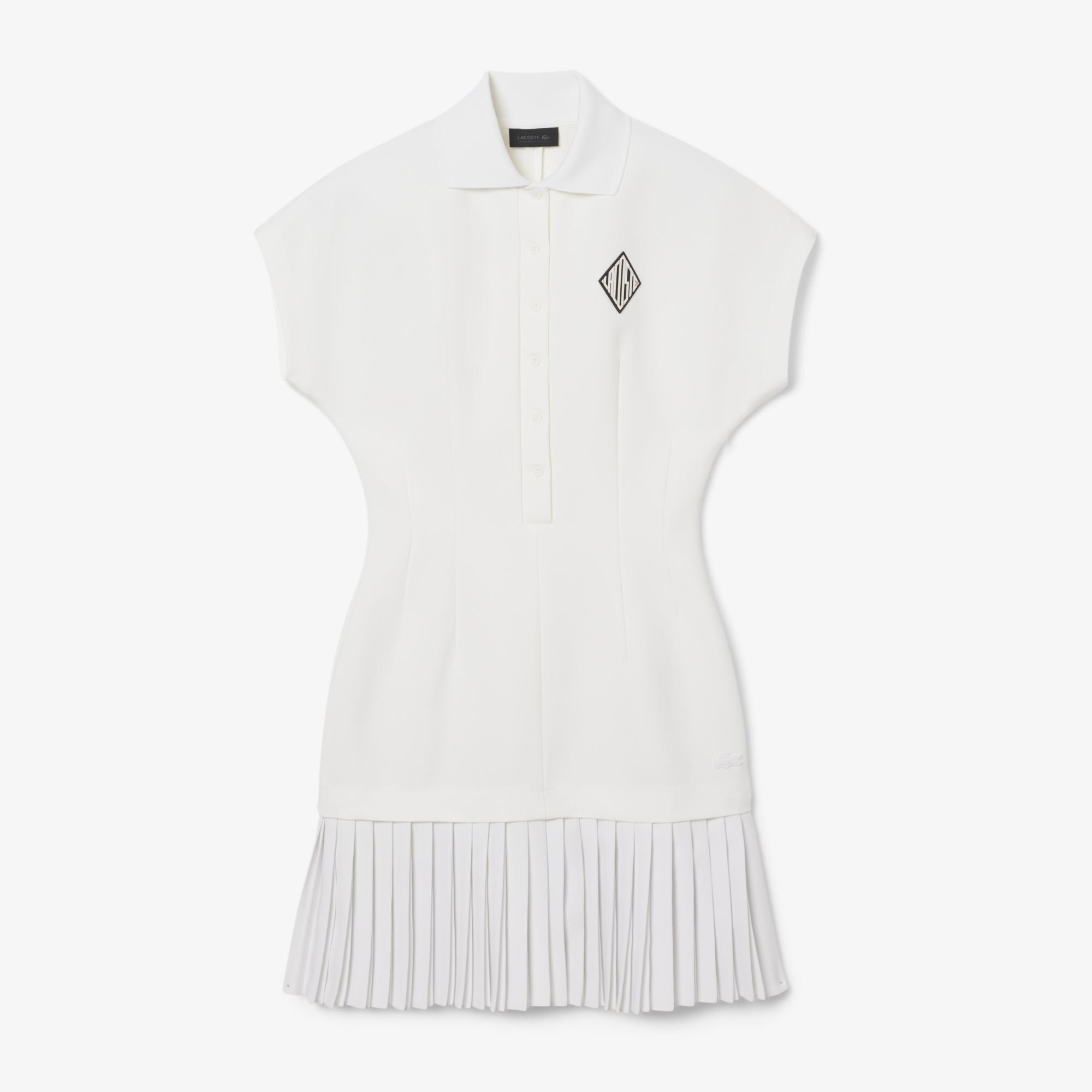SS25 RUNWAY Kadın Slim Fit Kısa Kollu Polo Yaka Beyaz Elbise