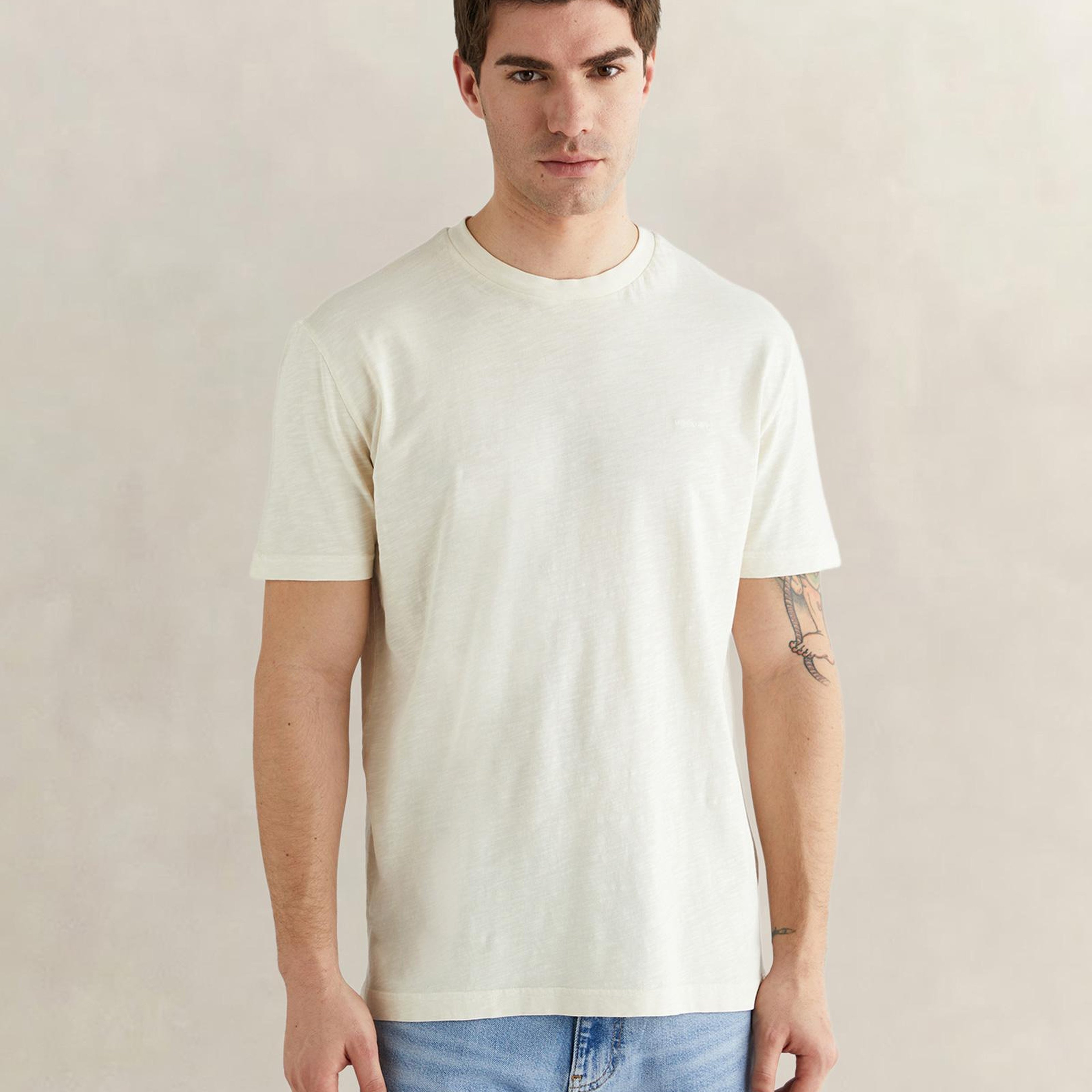 GANT Erkek Bej Kısa Kollu T-Shirt