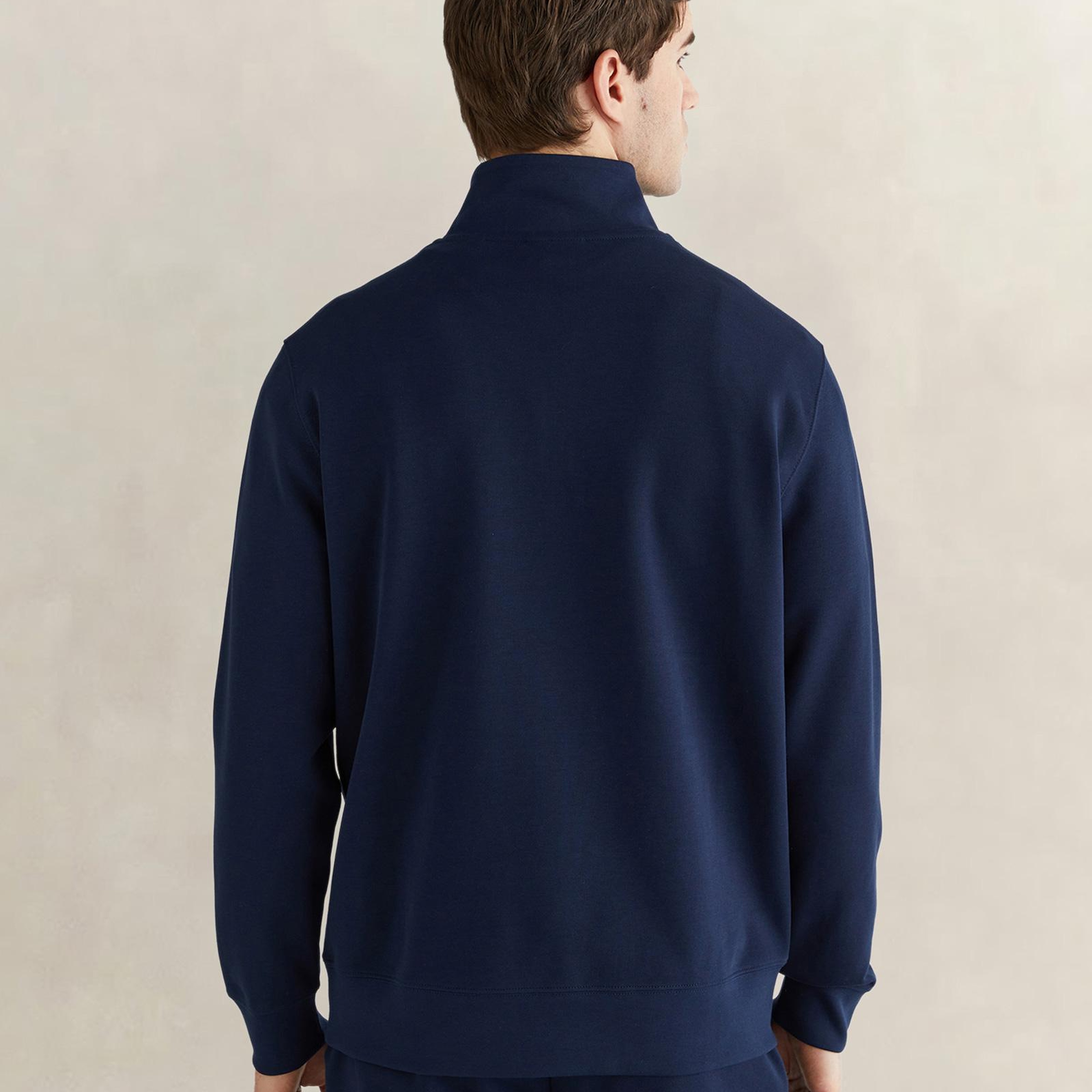 GANT Erkek Lacivert Relaxed Fit Yarım Fermuarlı Logolu Sweatshirt
