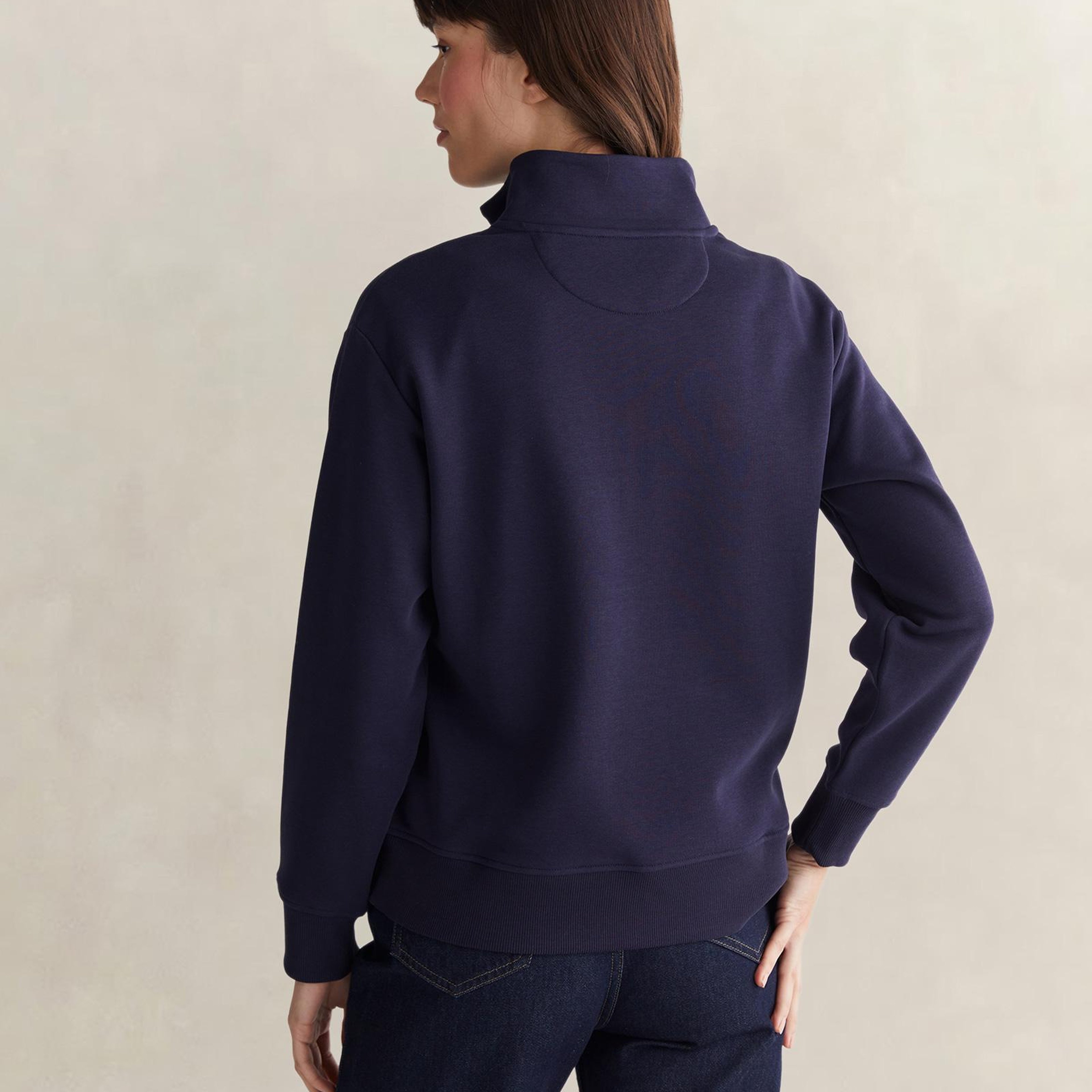 GANT Kadın Lacivert Relaxed Fit Yarım Fermuarlı Sweatshirt