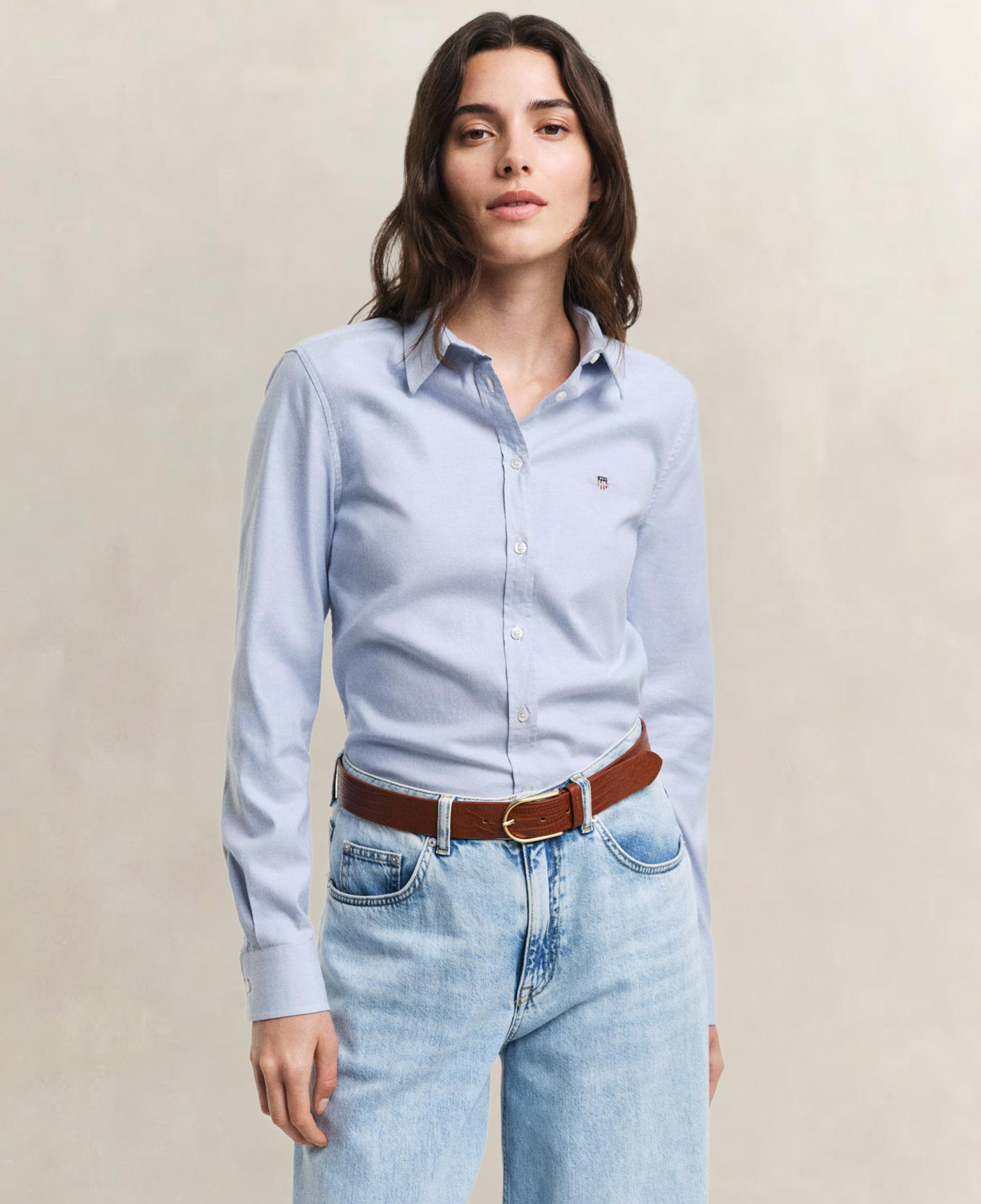 GANT Kadın Mavi Slim Fit Klasik Yaka Oxford Gömlek