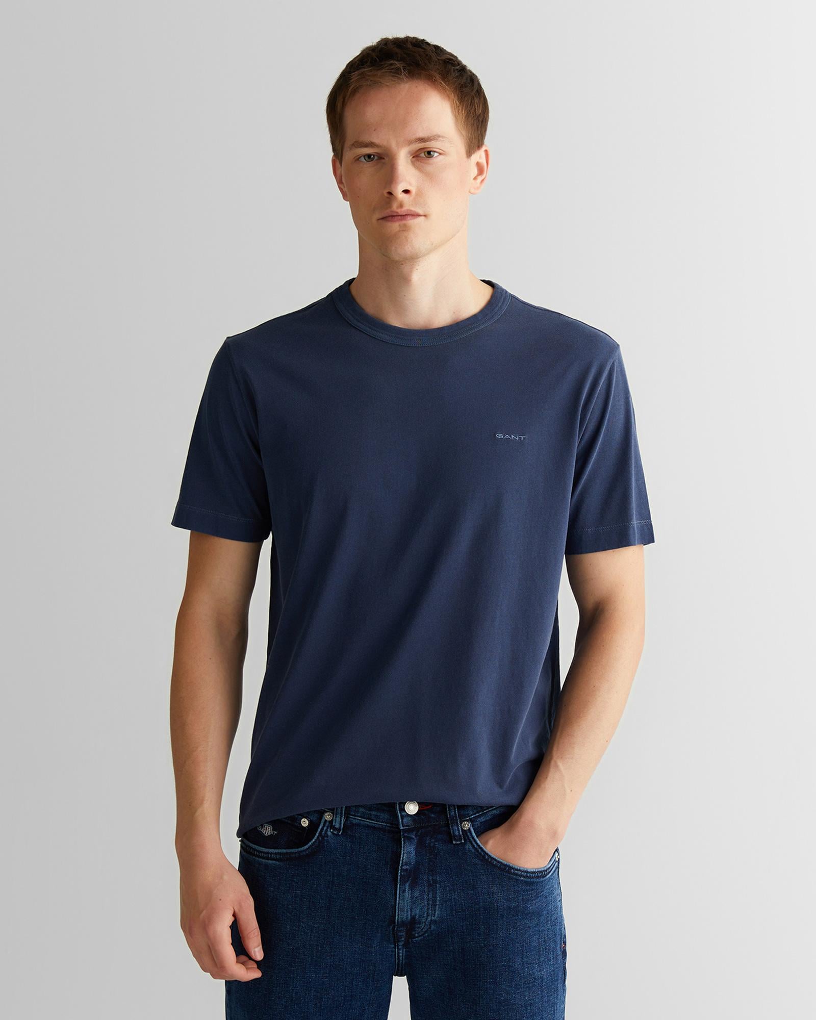 GANT Erkek Lacivert Regular Fit Bisiklet Yaka T-Shirt