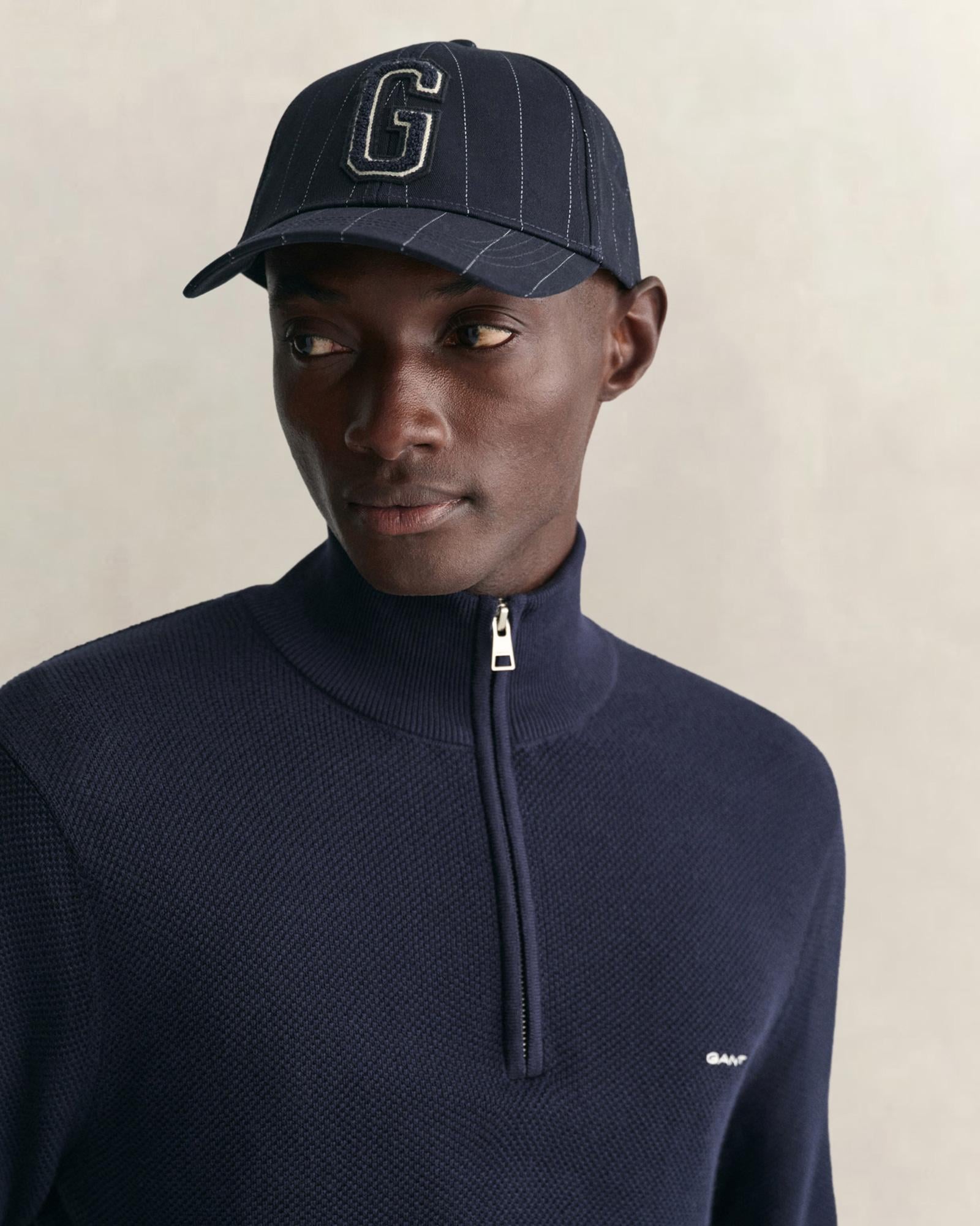 GANT Erkek Lacivert Regular Fit Yarım Fermuarlı Kazak