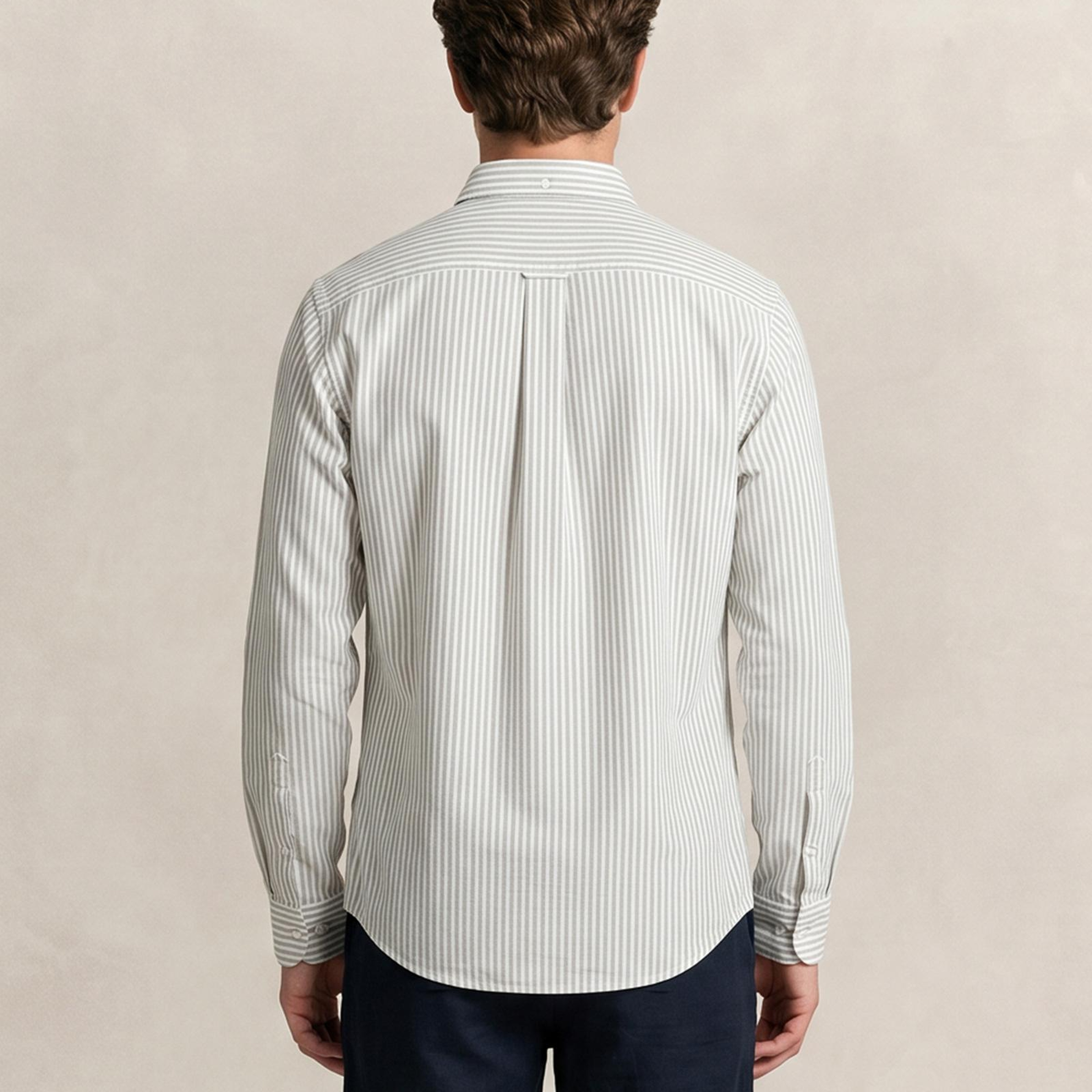 GANT Erkek Yeşil Regular Fit Çizgili Logolu Gömlek