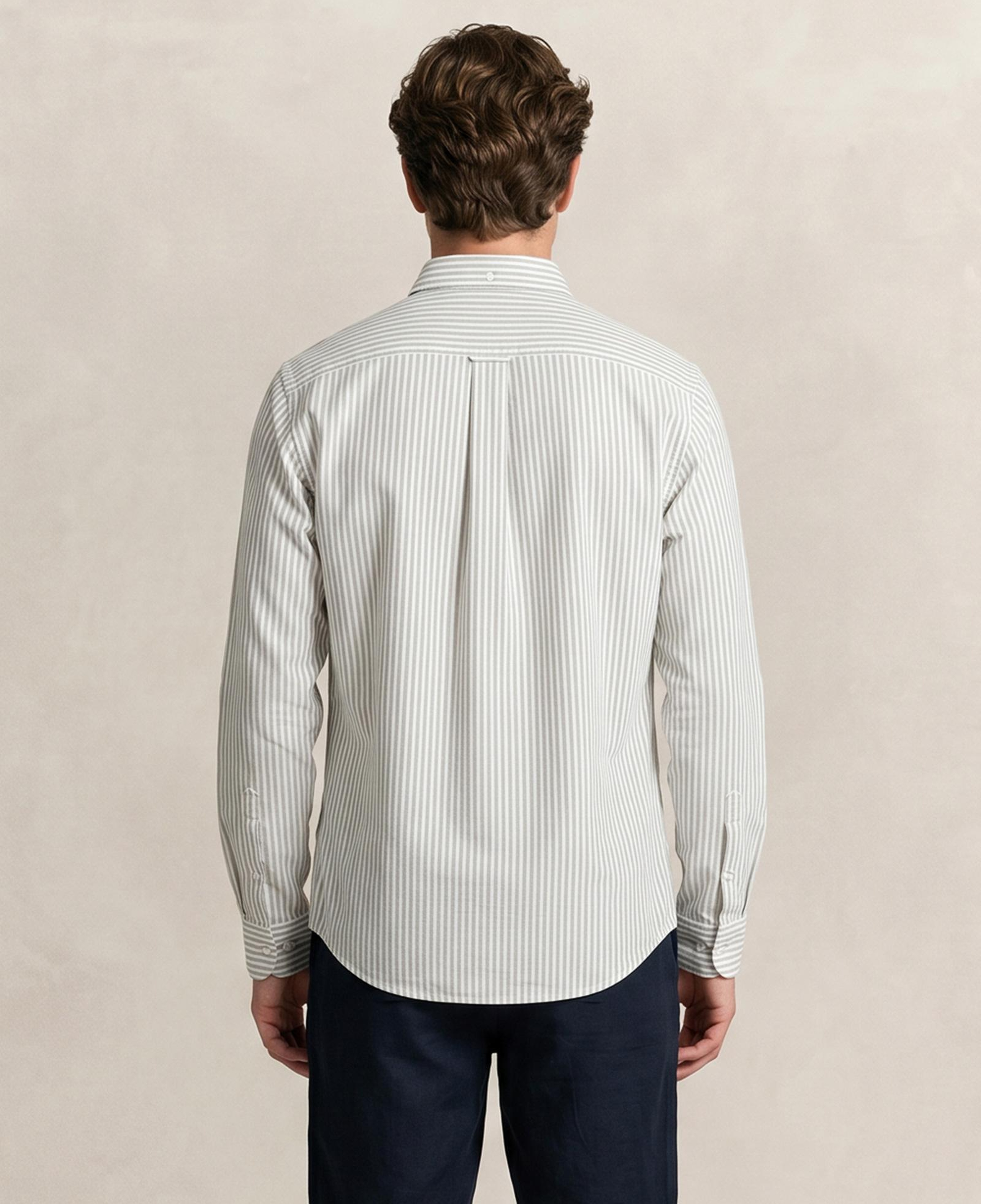GANT Erkek Yeşil Regular Fit Çizgili Logolu Gömlek