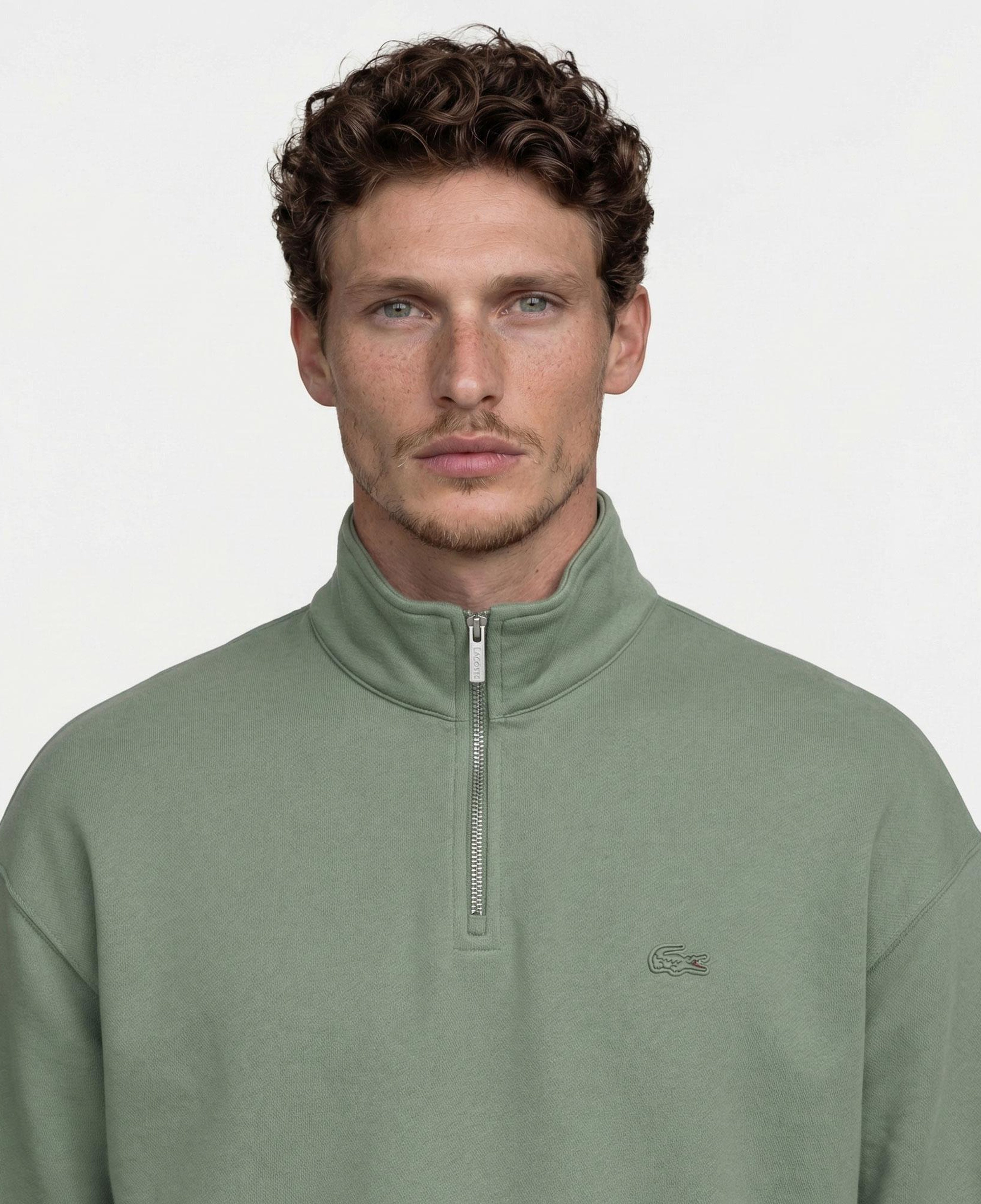 Lacoste Heavy Fleece Zipper Neck Unisex Yeşil Sweatshirt