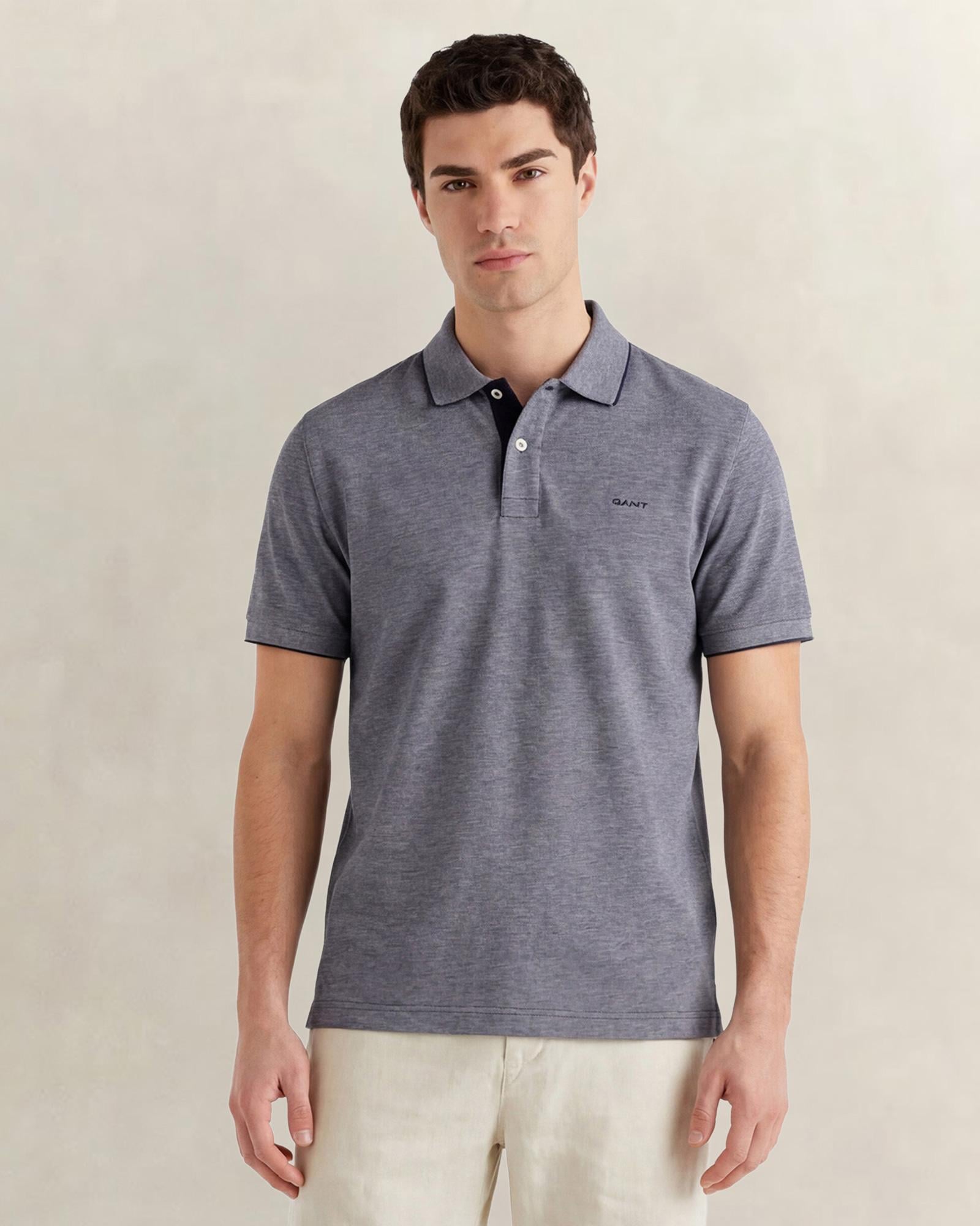 GANT Erkek Lacivert Regular Fit Polo Yaka T-Shirt