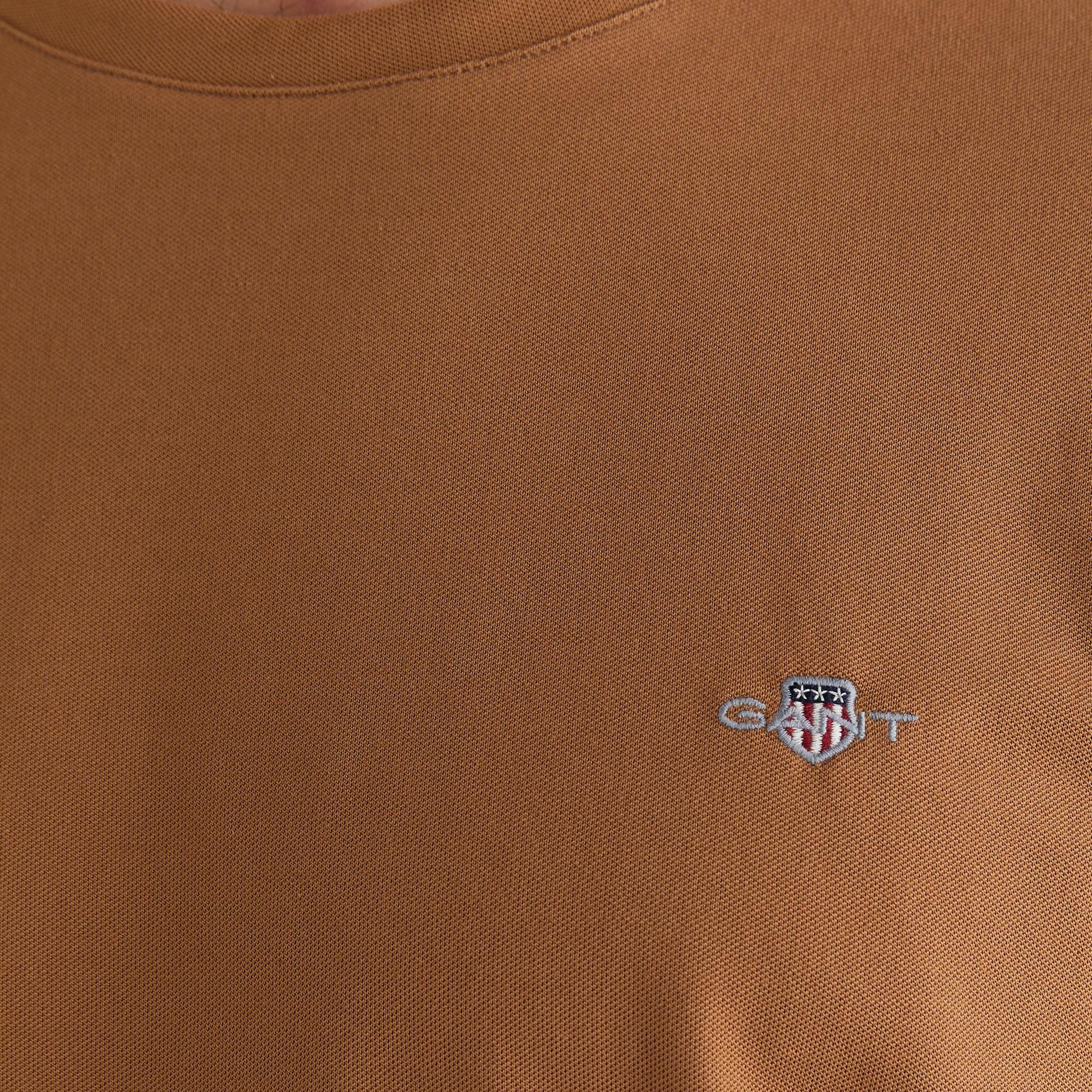 GANT Erkek Kahverengi Regular Fit Bisiklet Yaka T-Shirt