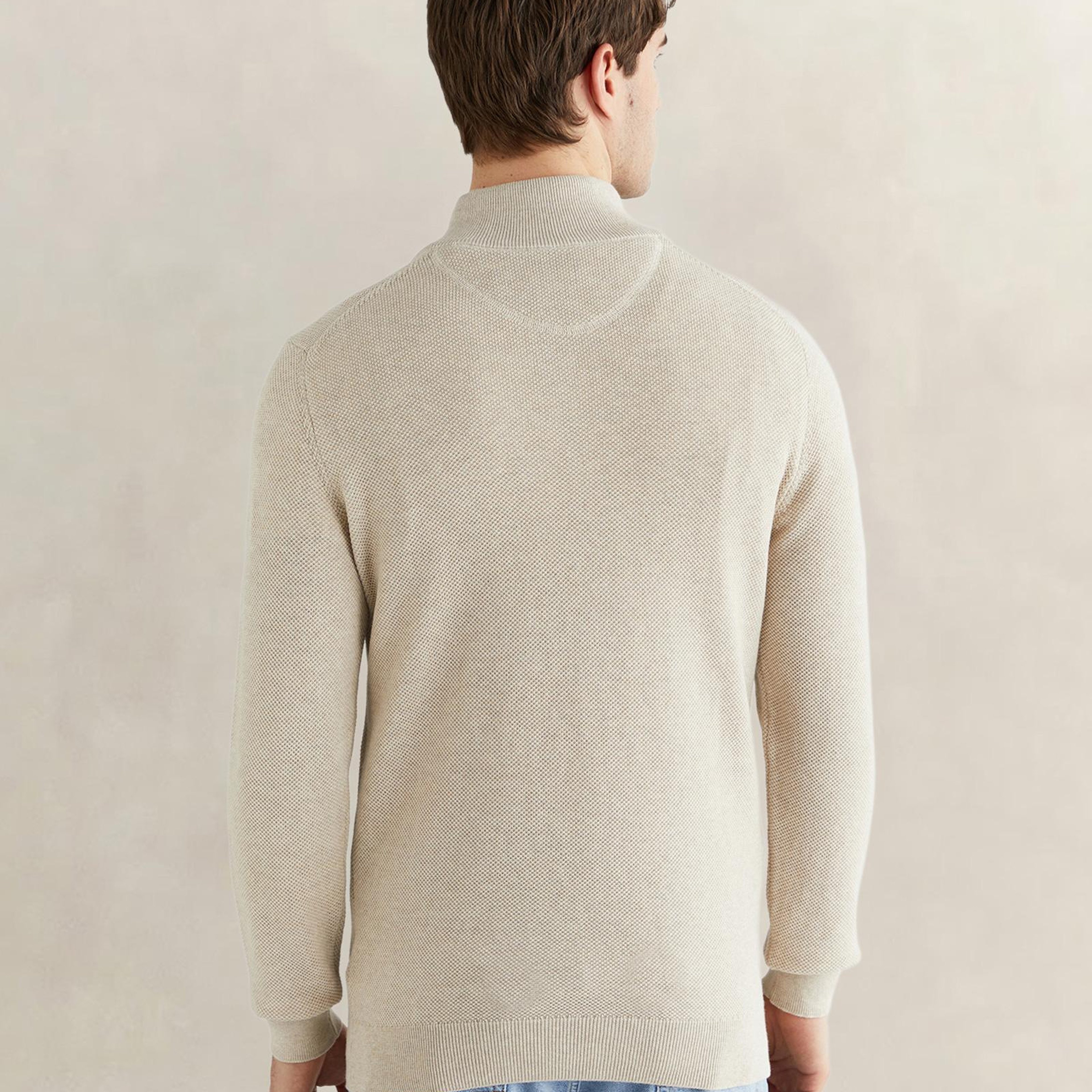 GANT Erkek Bej Regular Fit Yarım Fermuarlı Triko