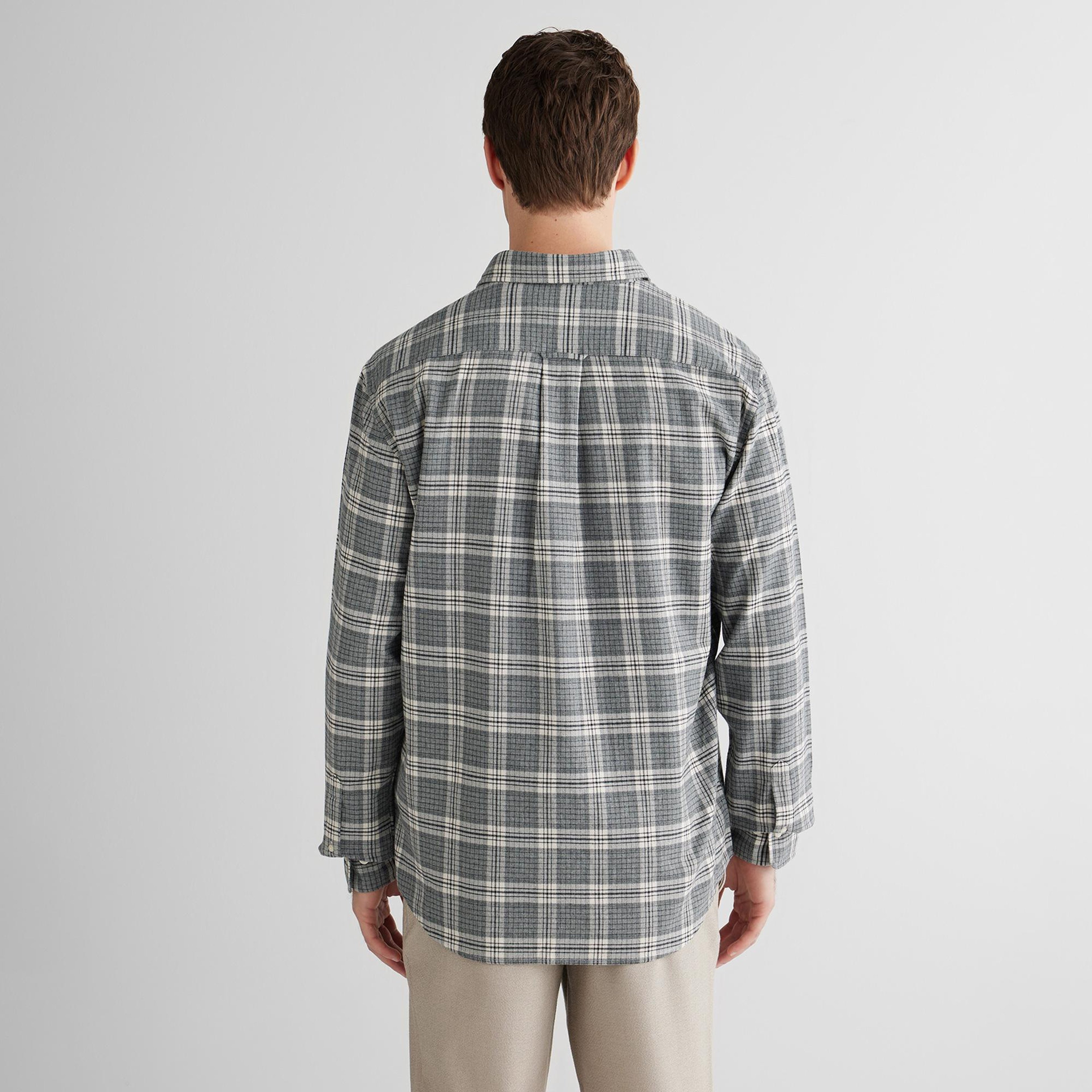 GANT Erkek Gri Regular Fit Bisiklet Yaka Gömlek