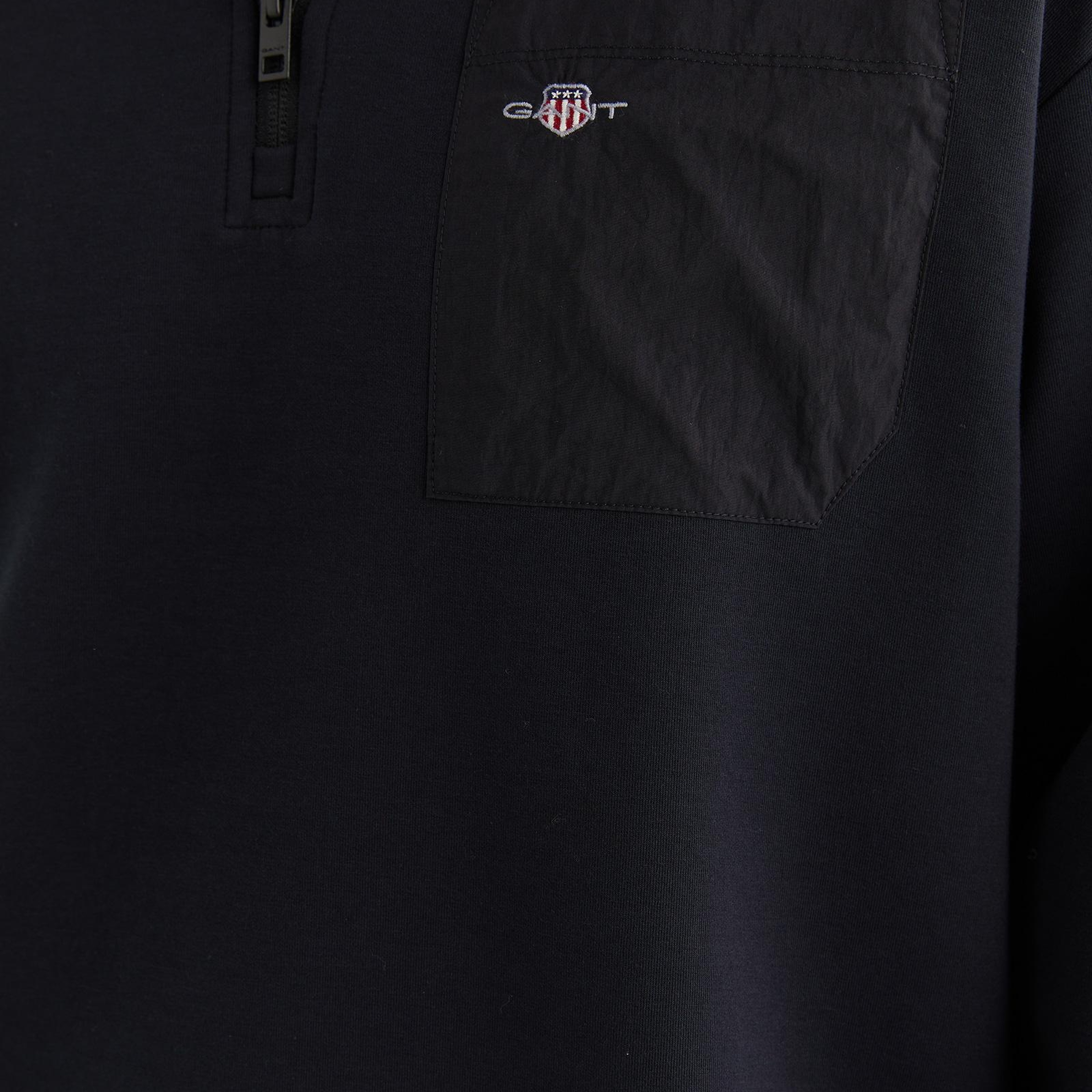 GANT Erkek Siyah Relaxed Fit Yarım Fermuarlı Sweatshirt