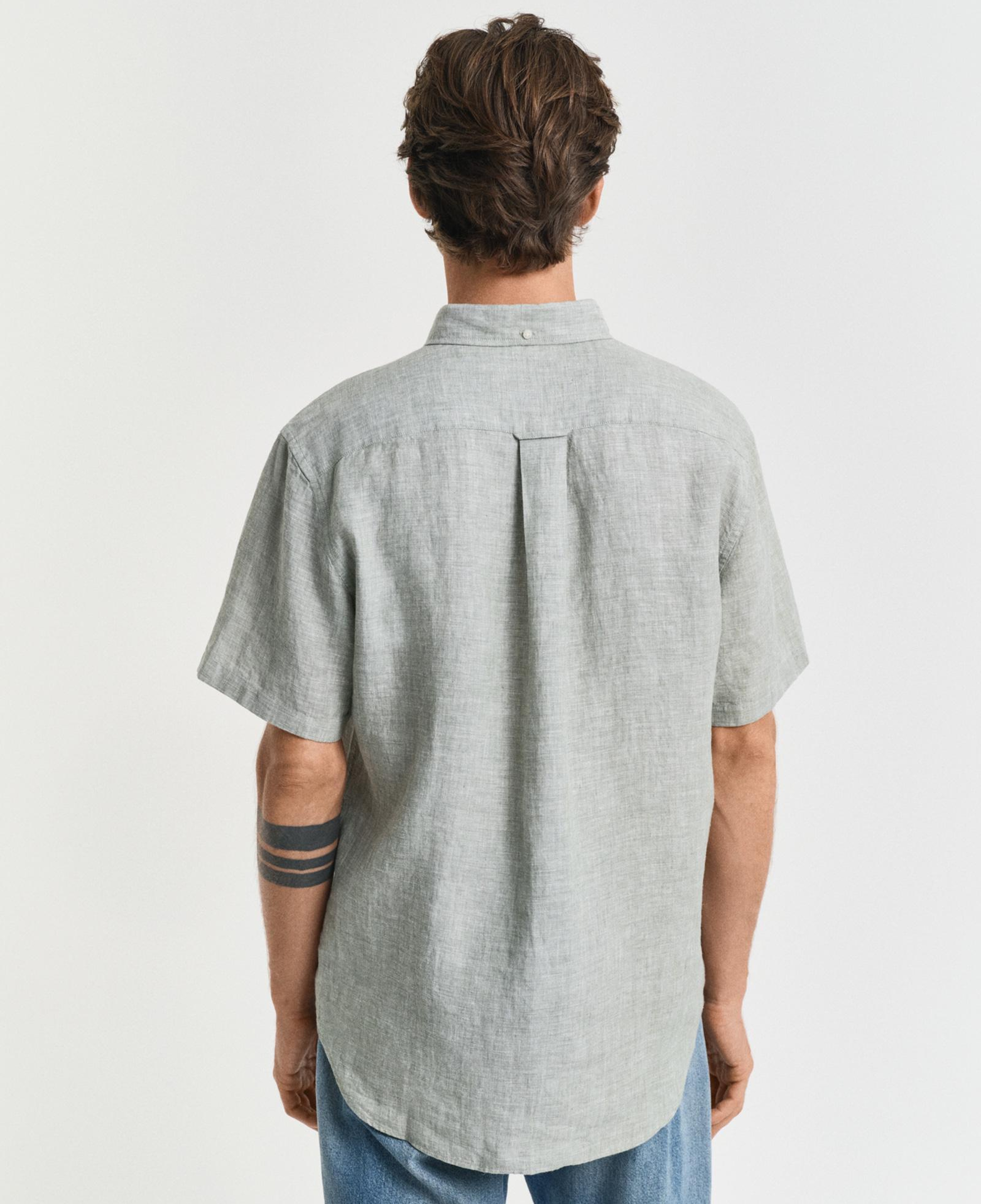 GANT Erkek Yeşil Regular Fit Düğmeli Yaka Keten Gömlek