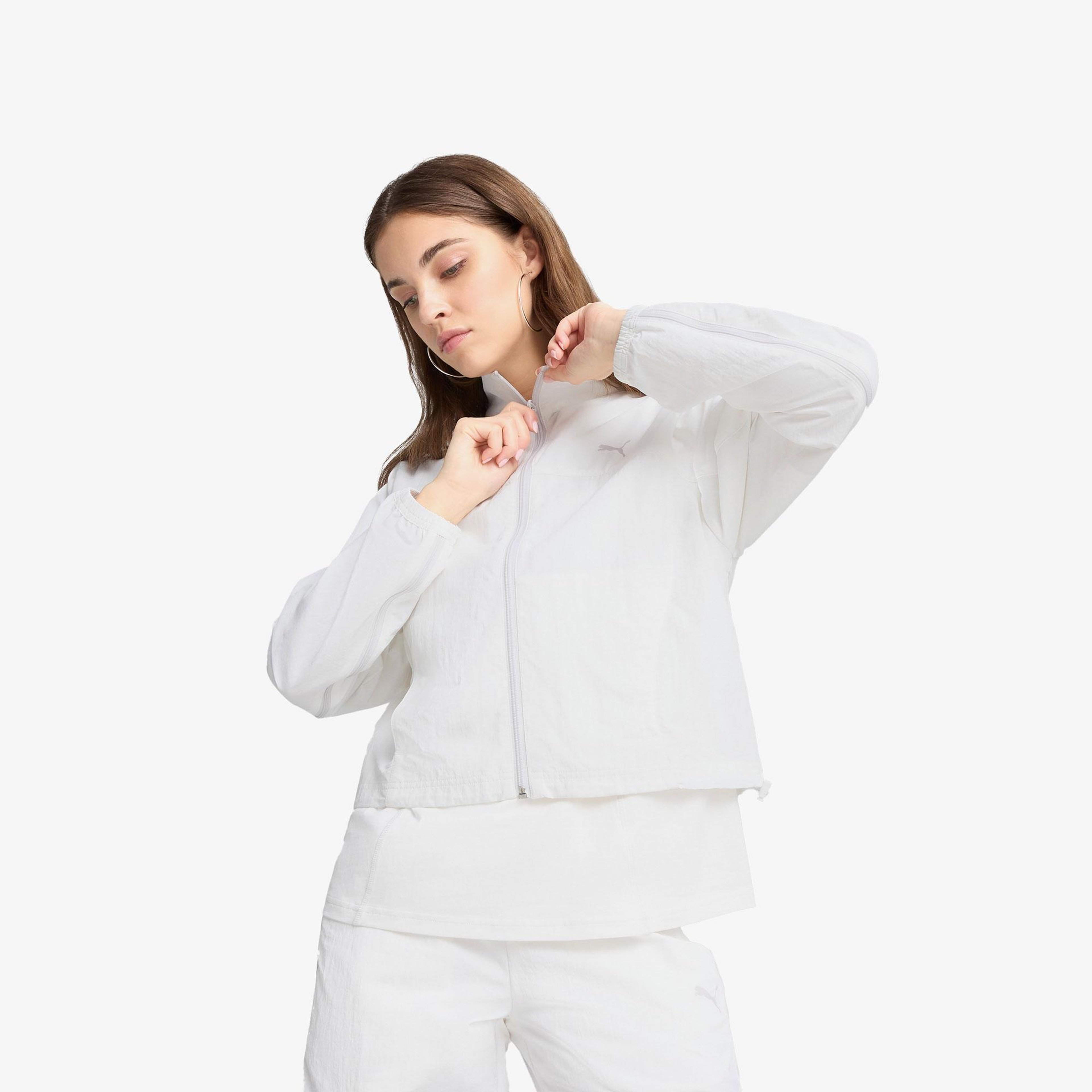 Puma Dare To Zip-Off Dokuma Kadın Beyaz Ceket