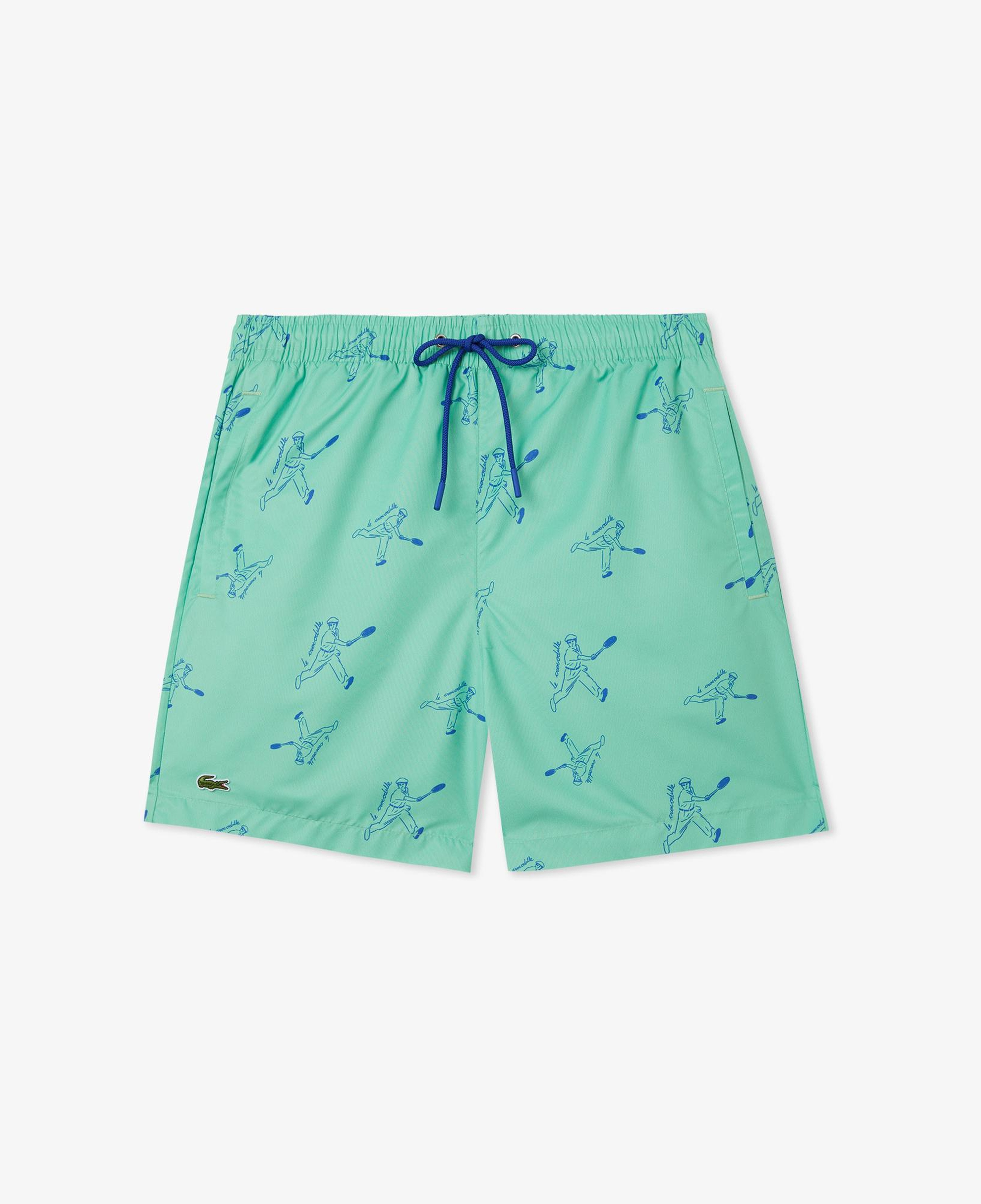 Lacoste Erkek Regular Fit Desenli Yeşil Deniz Şortu
