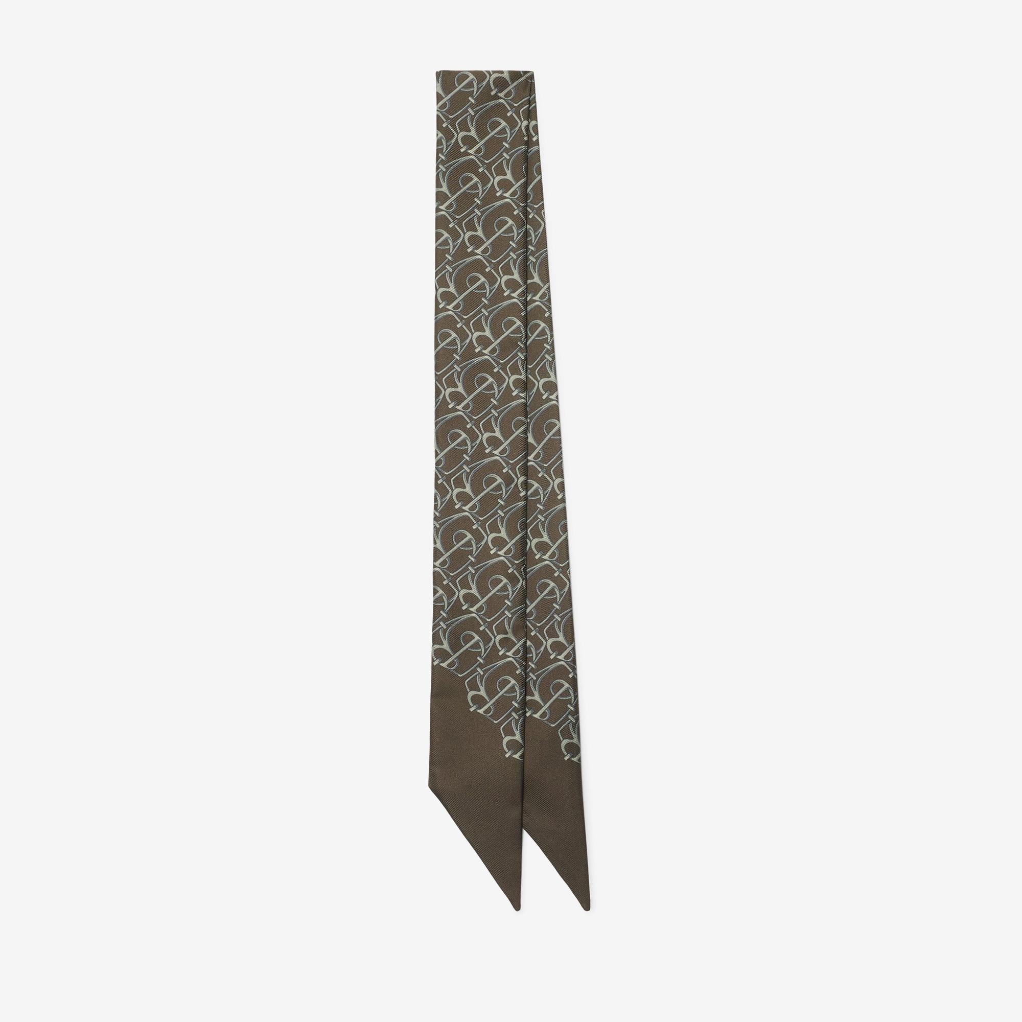 Burberry Super Skinny Charm Silk Kadın Haki Şal