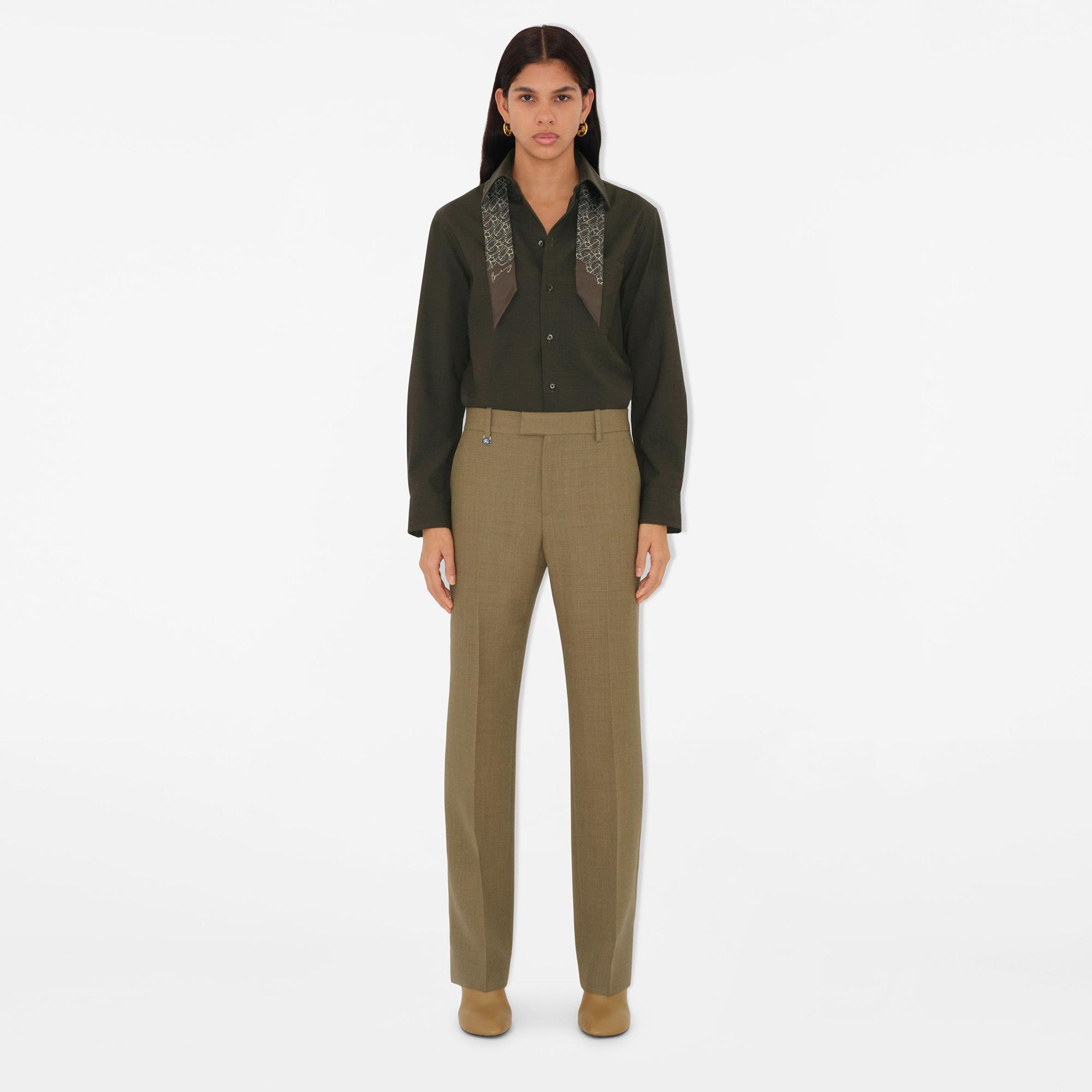 Burberry Super Skinny Charm Silk Kadın Haki Şal