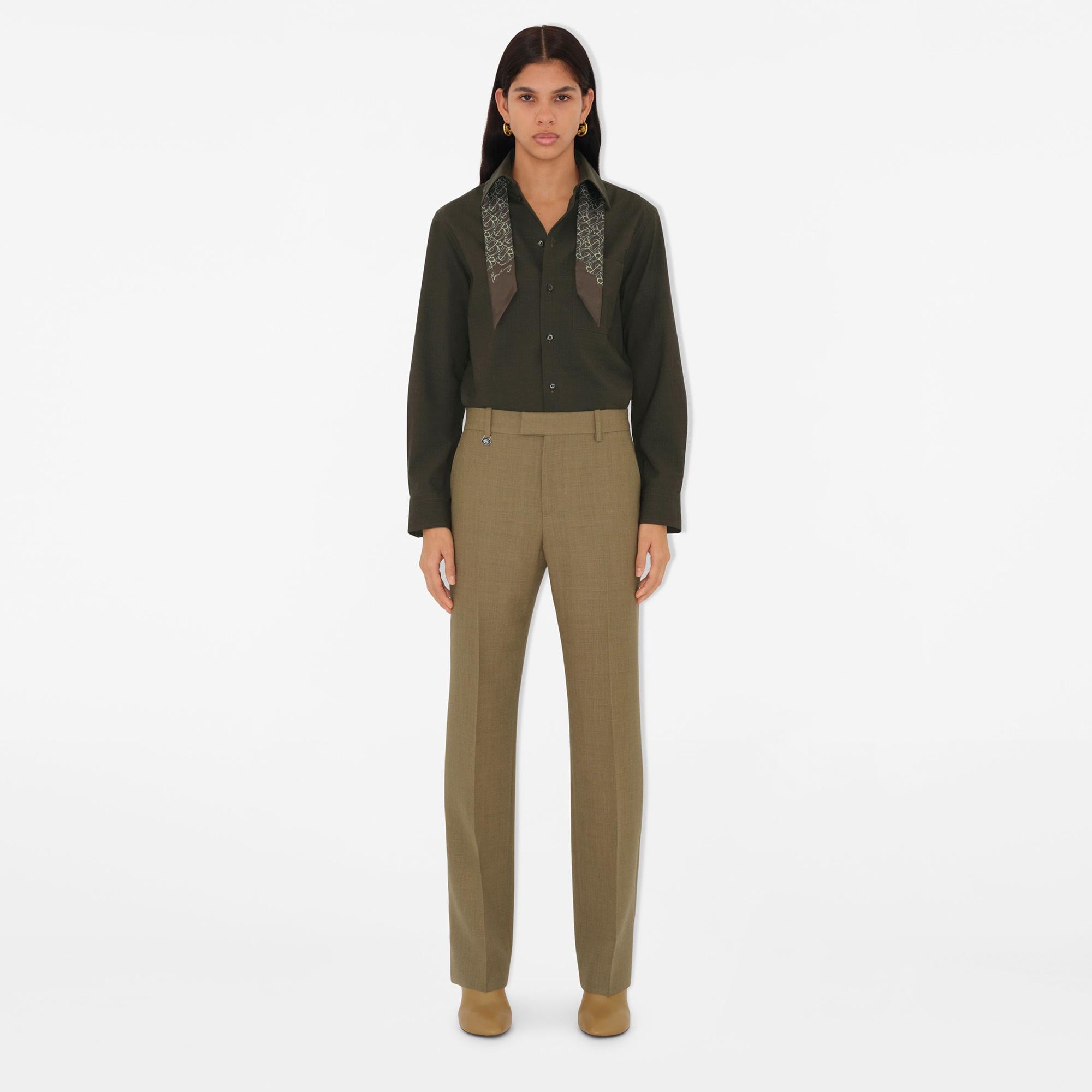 Burberry Super Skinny Charm Silk Kadın Haki Şal