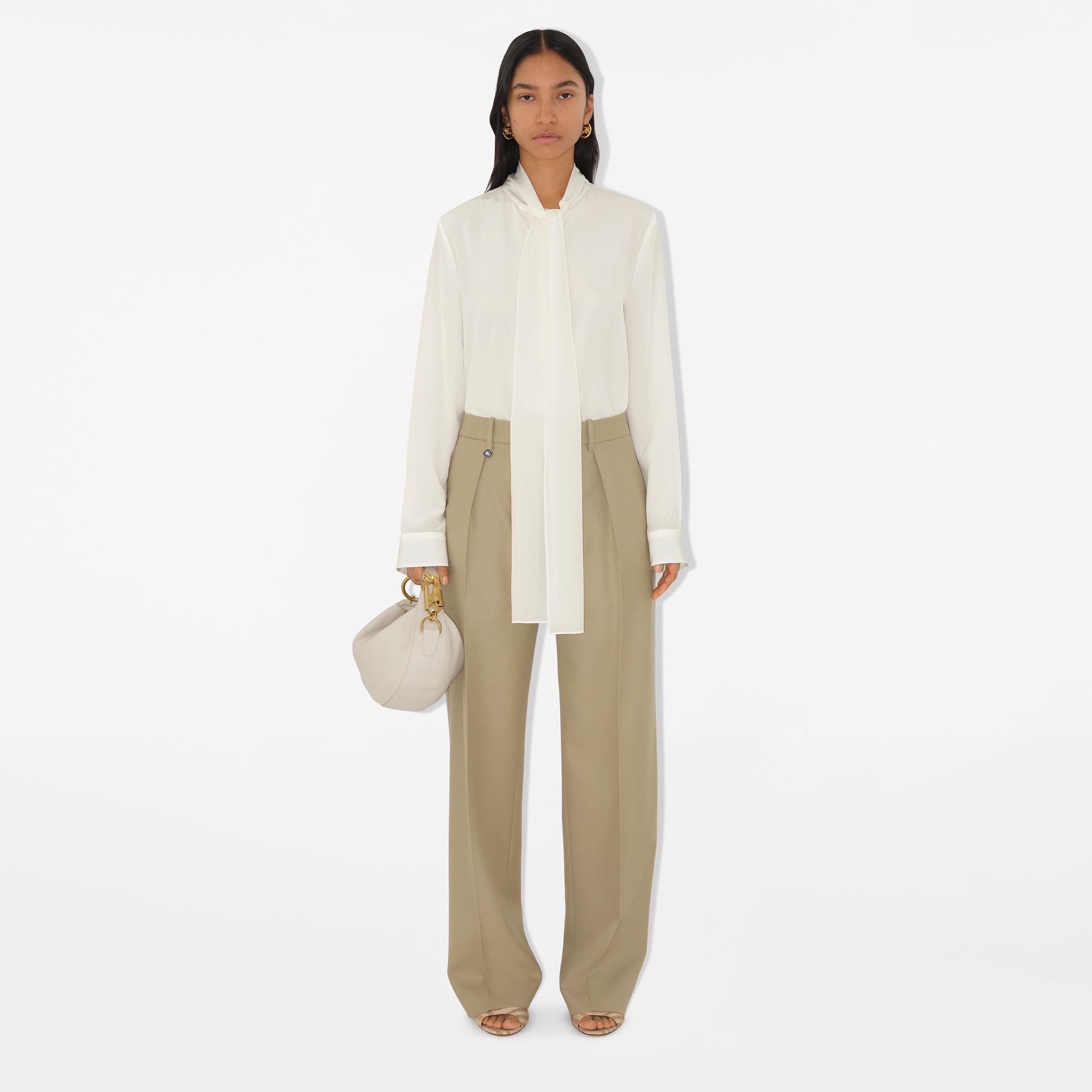 Burberry Ros Silk Blouse Kadın Beyaz Gömlek