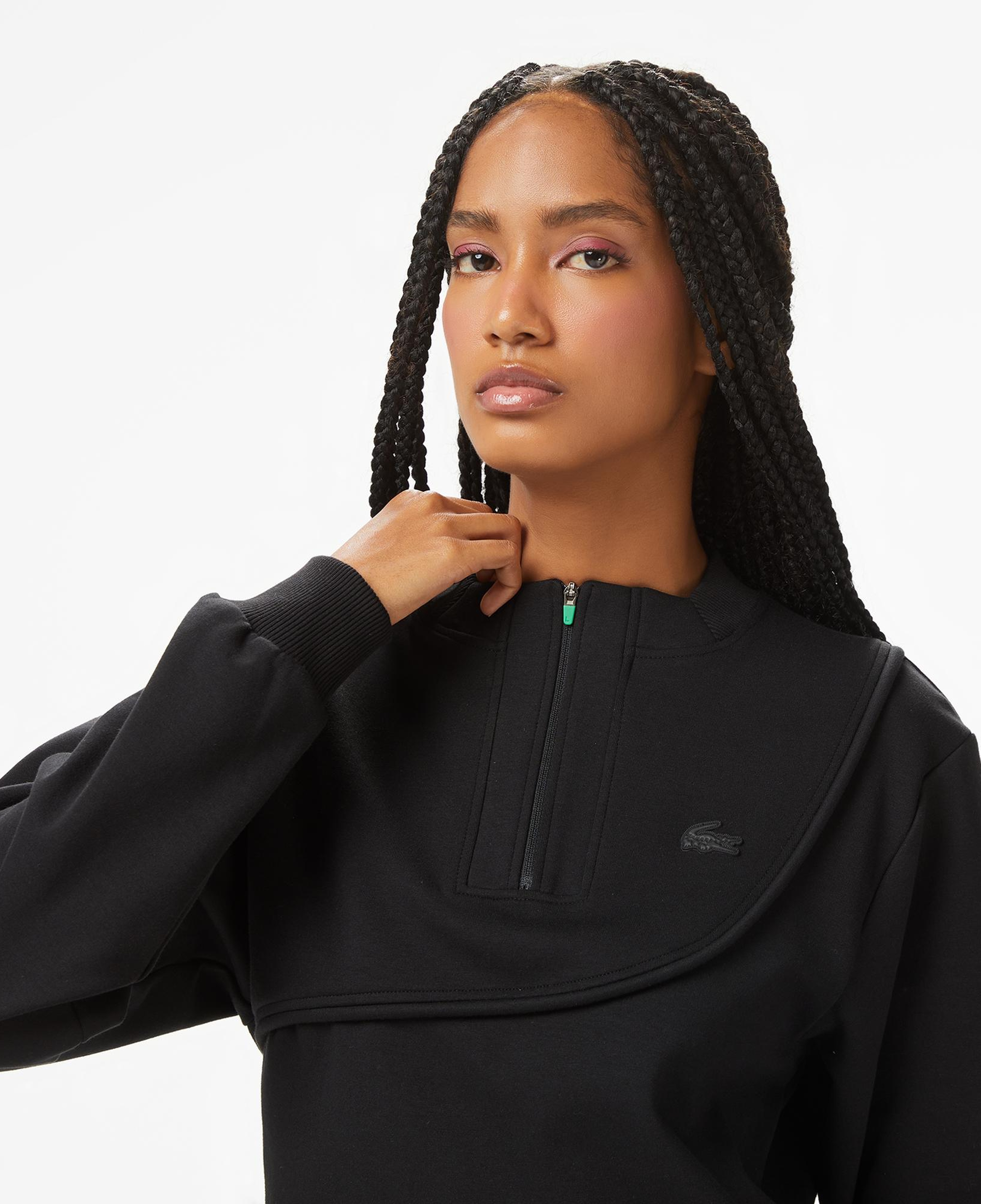 Lacoste x House of SuperStep Bisiklet Yaka Kadın Siyah Sweatshirt