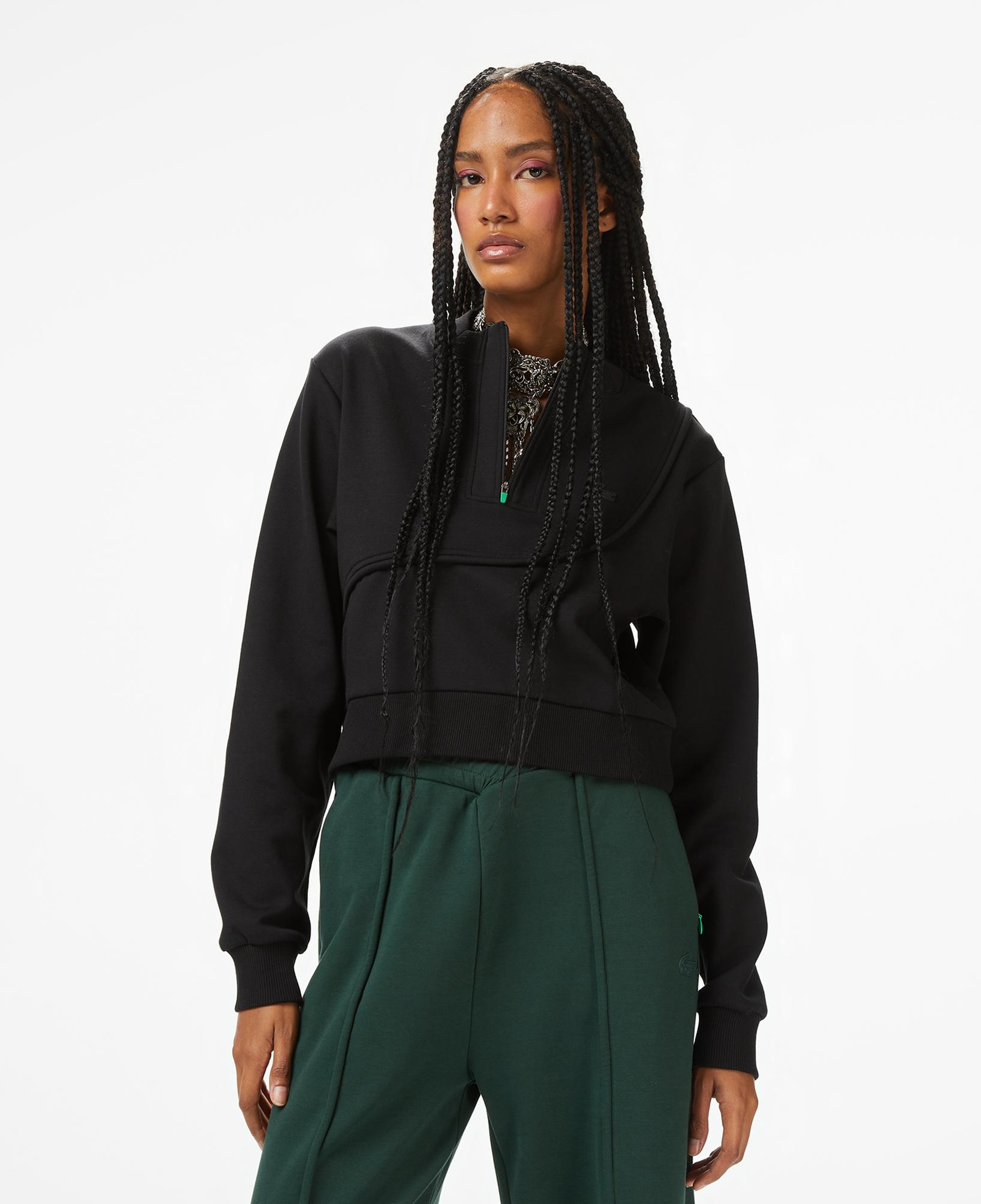 Lacoste x House of SuperStep Bisiklet Yaka Kadın Siyah Sweatshirt