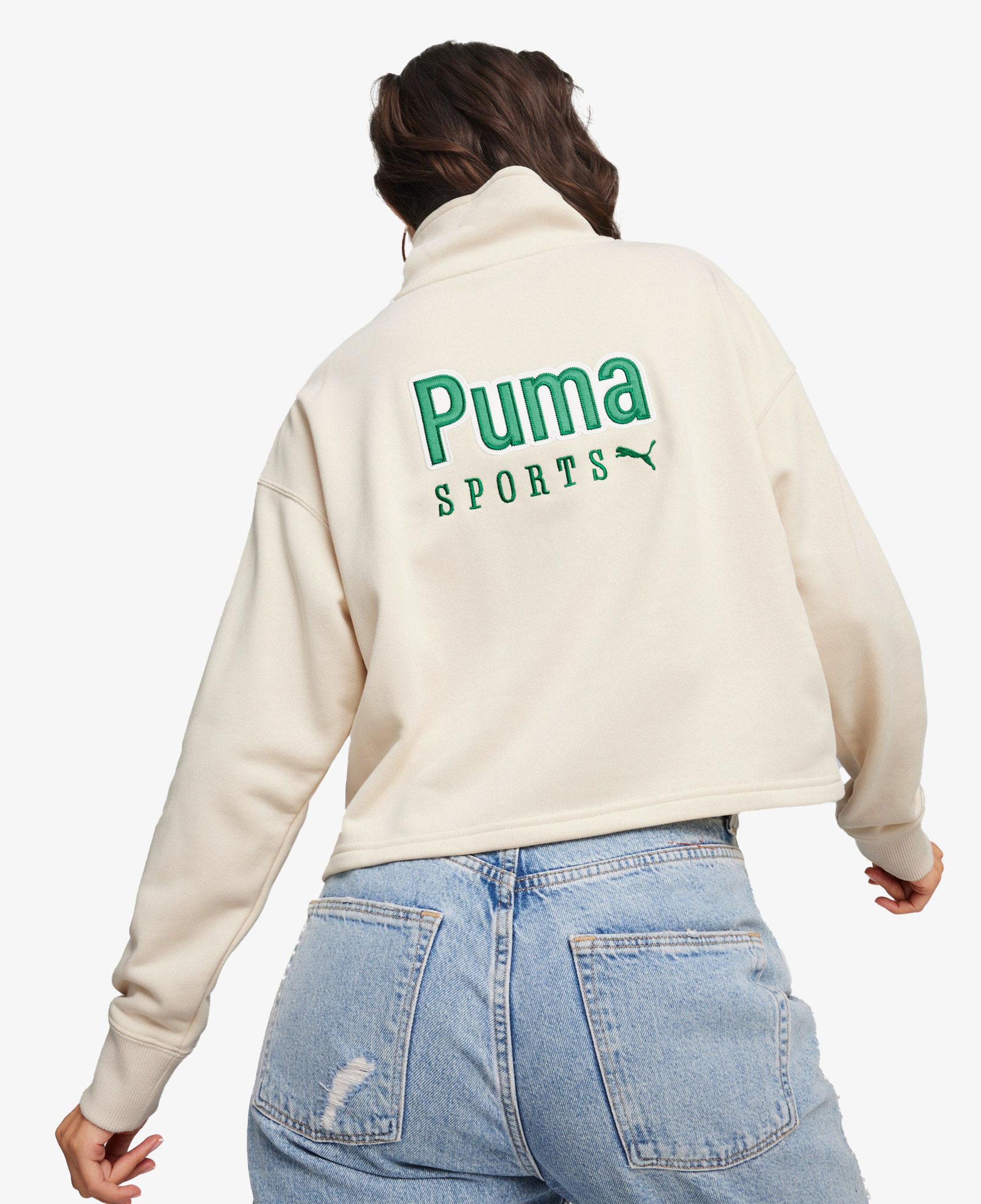 Puma Team Half Zip Crew Kadın Bej Sweatshirt