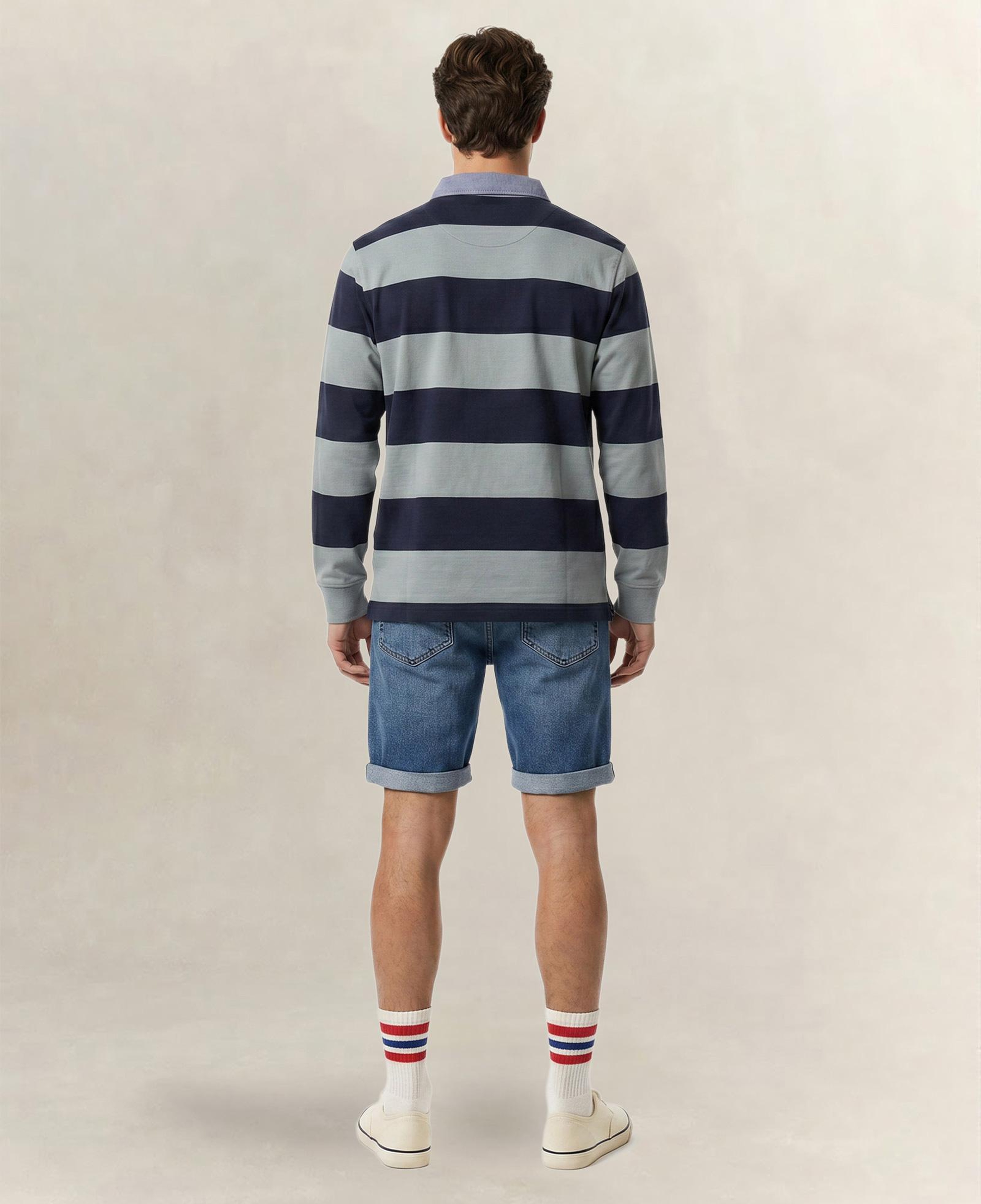 GANT Erkek Yeşil Regular Fit Çizgili Logolu Polo Yaka Rugby T-Shirt