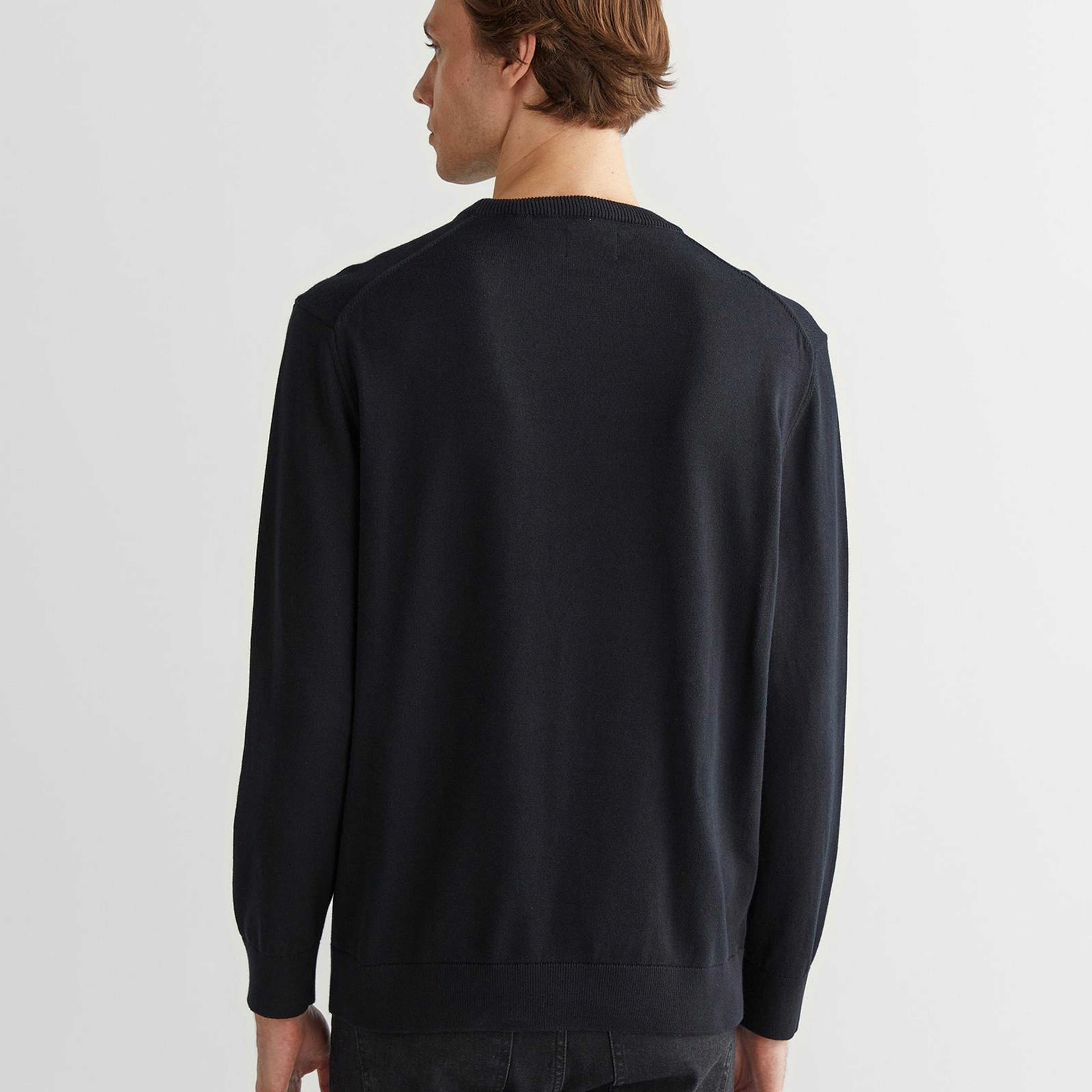 GANT Erkek Siyah Regular Fit Bisiklet Yaka Kazak