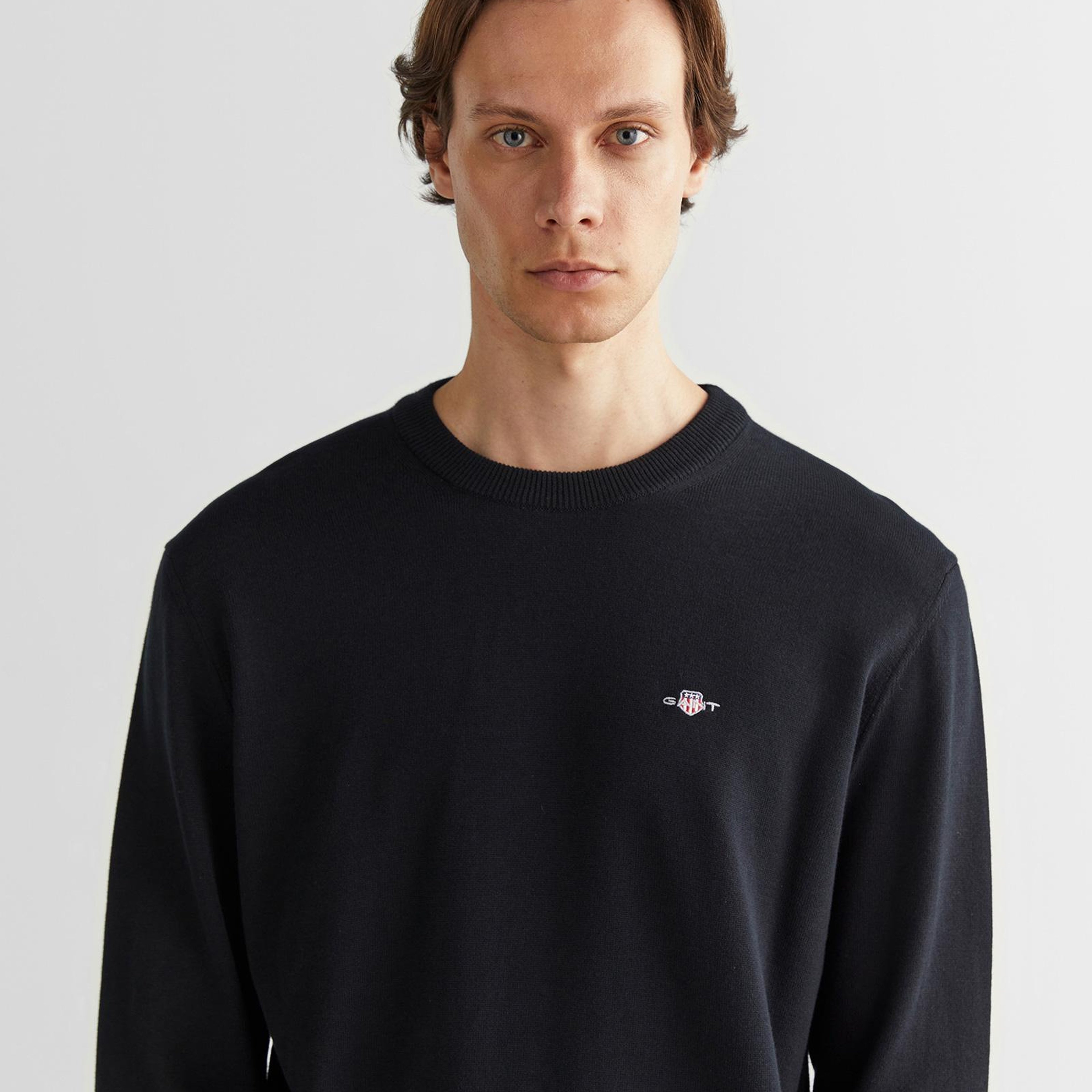 GANT Erkek Siyah Regular Fit Bisiklet Yaka Kazak