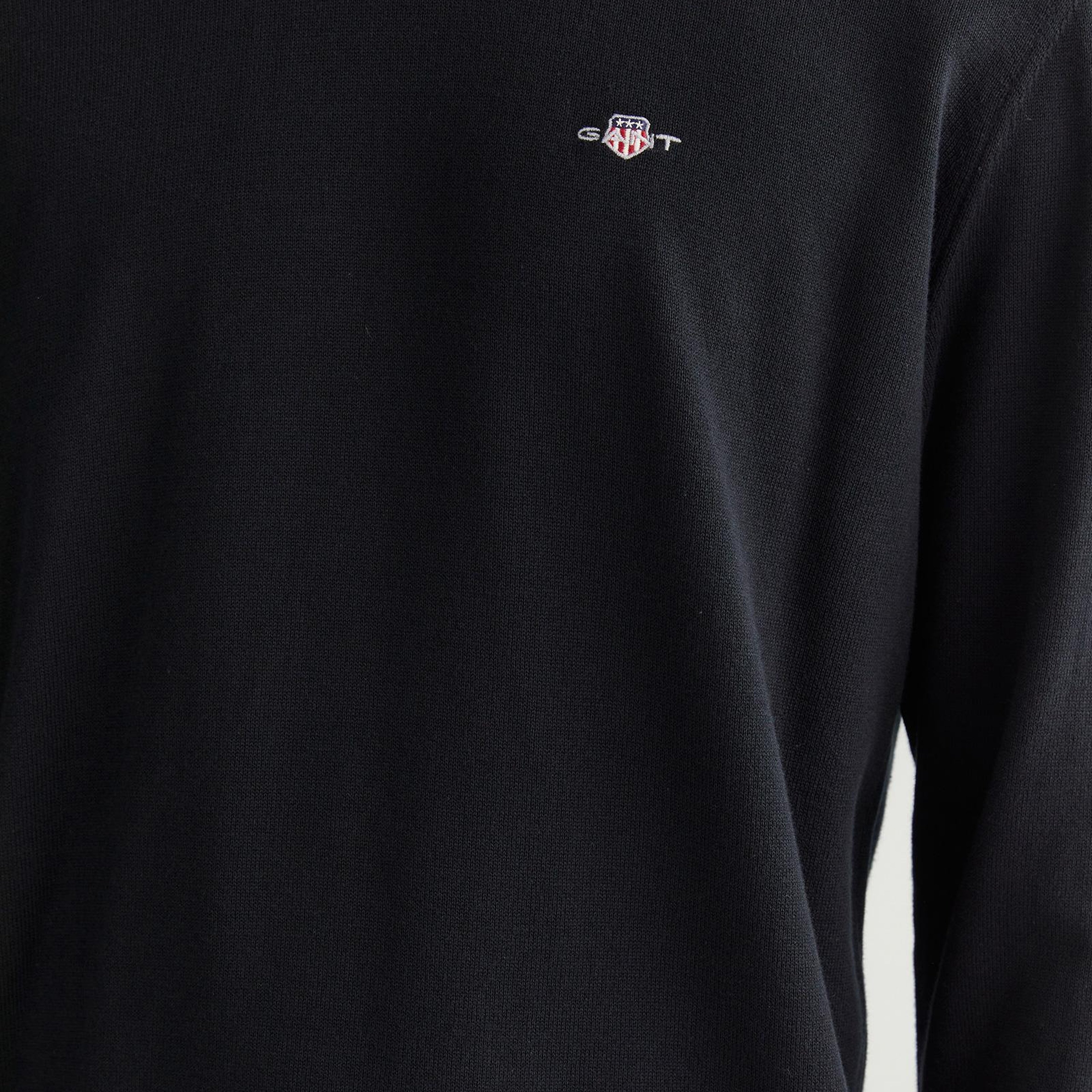 GANT Erkek Siyah Regular Fit Bisiklet Yaka Kazak