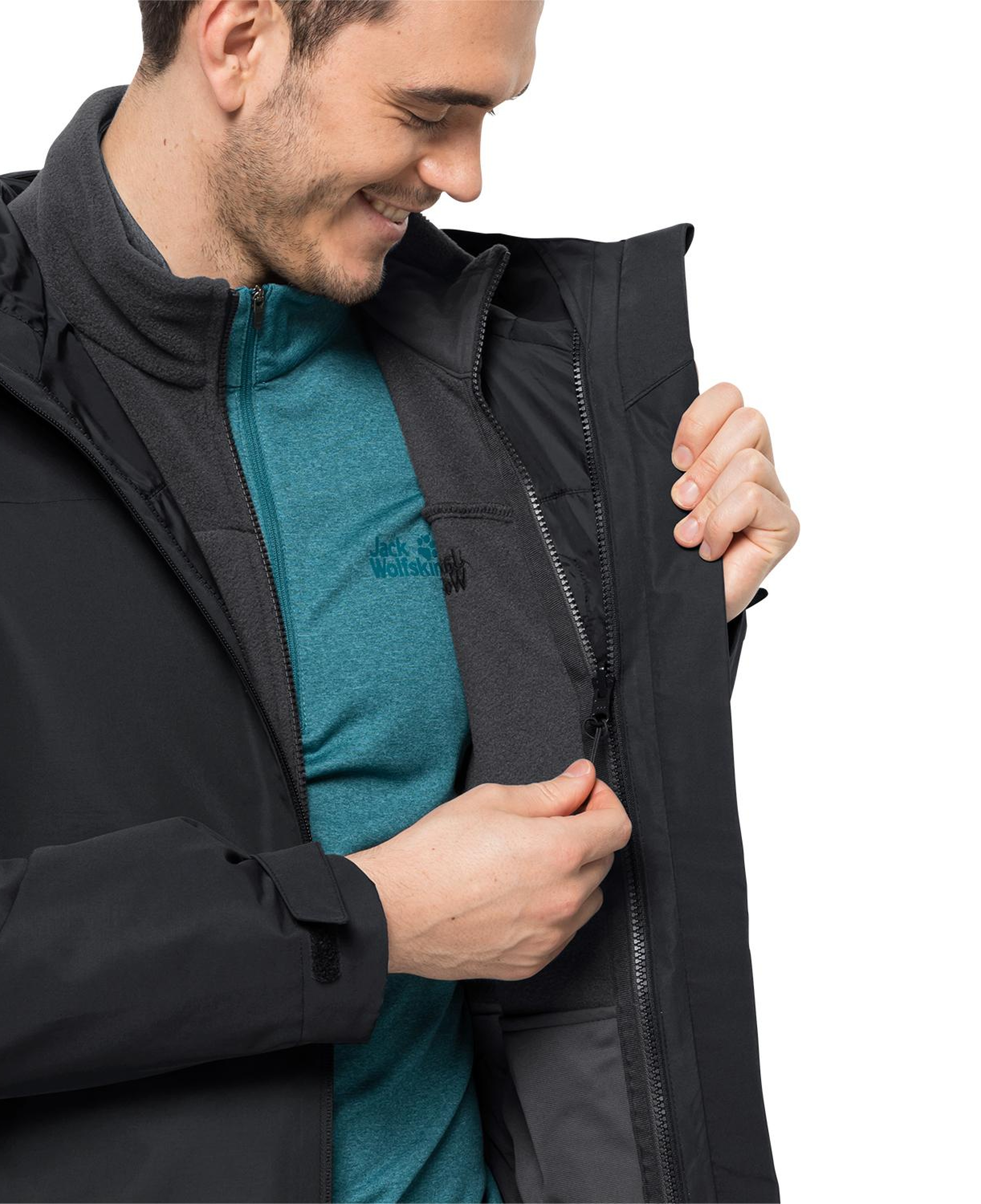Jack Wolfskin Taubenberg 3in1 Erkek Siyah Outdoor Ceketi