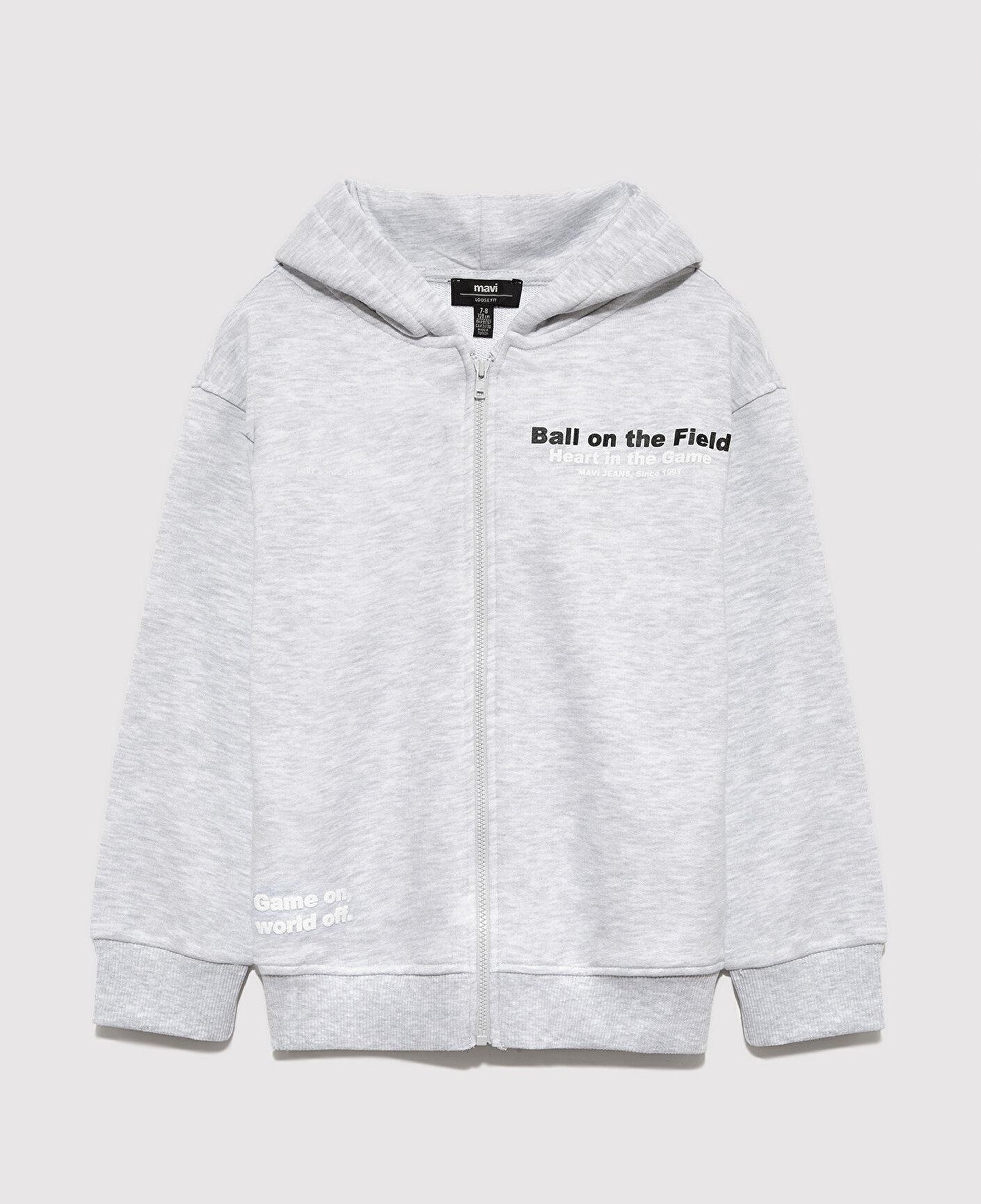 Mavi Sırt Baskılı Kapüşonlu Gri Sweatshirt 6S10182-88467