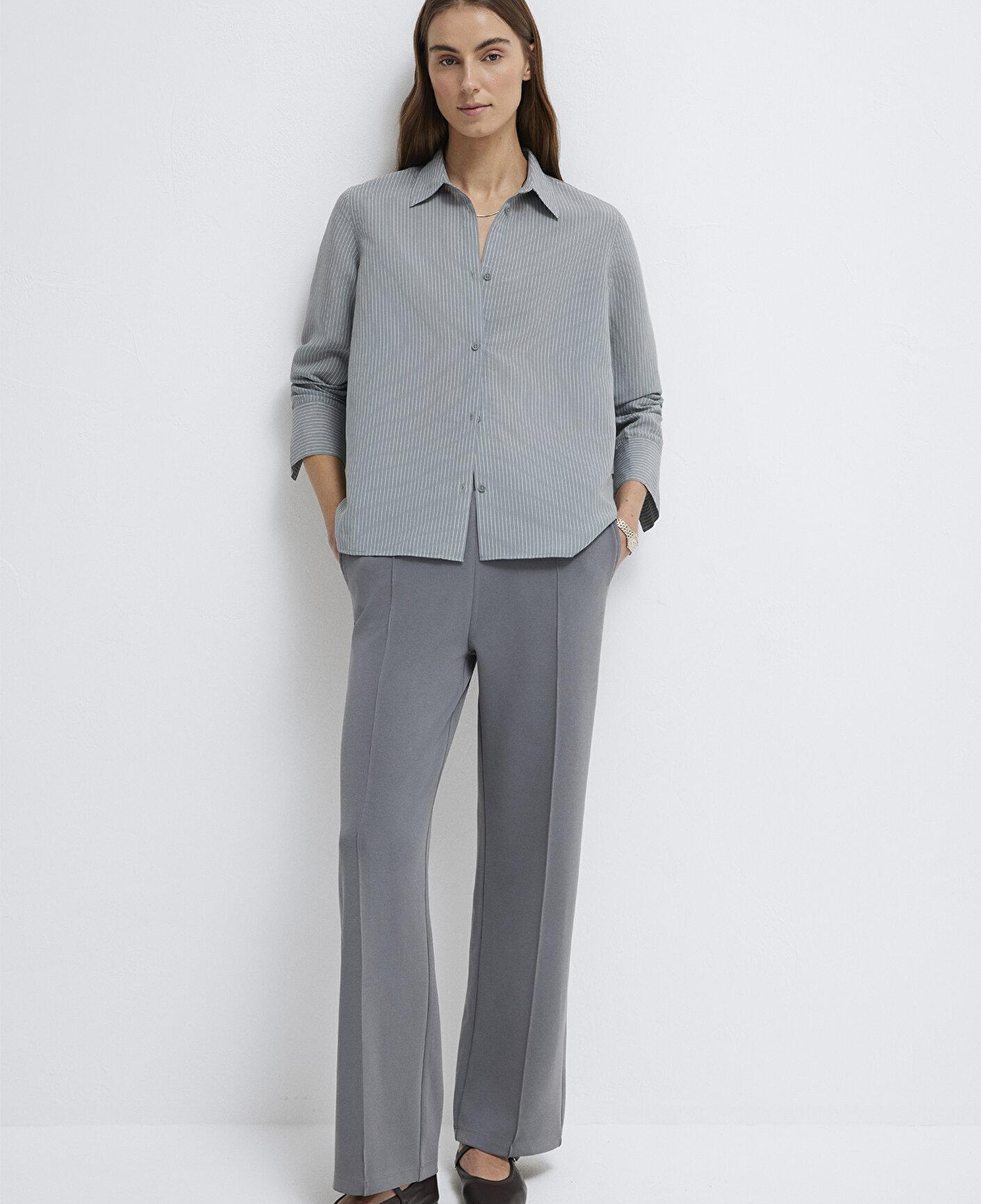Mavi Çizgili (TENCEL™) Liyosel Karışımlı Gömlek Regular Fit / Normal Kesim 1211374-88069