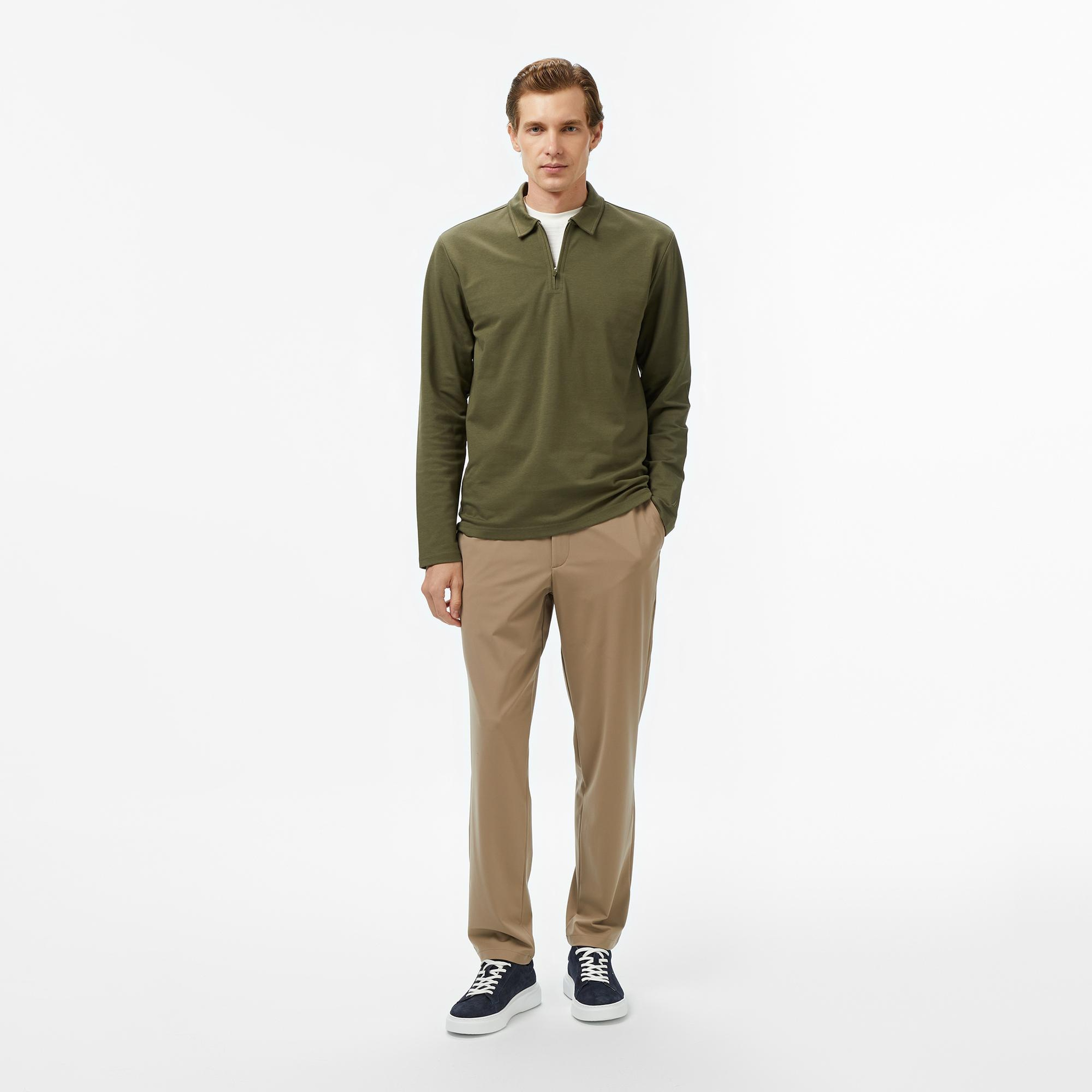 Nautica Erkek Yeşil Classic Fit Uzun Kollu Polo