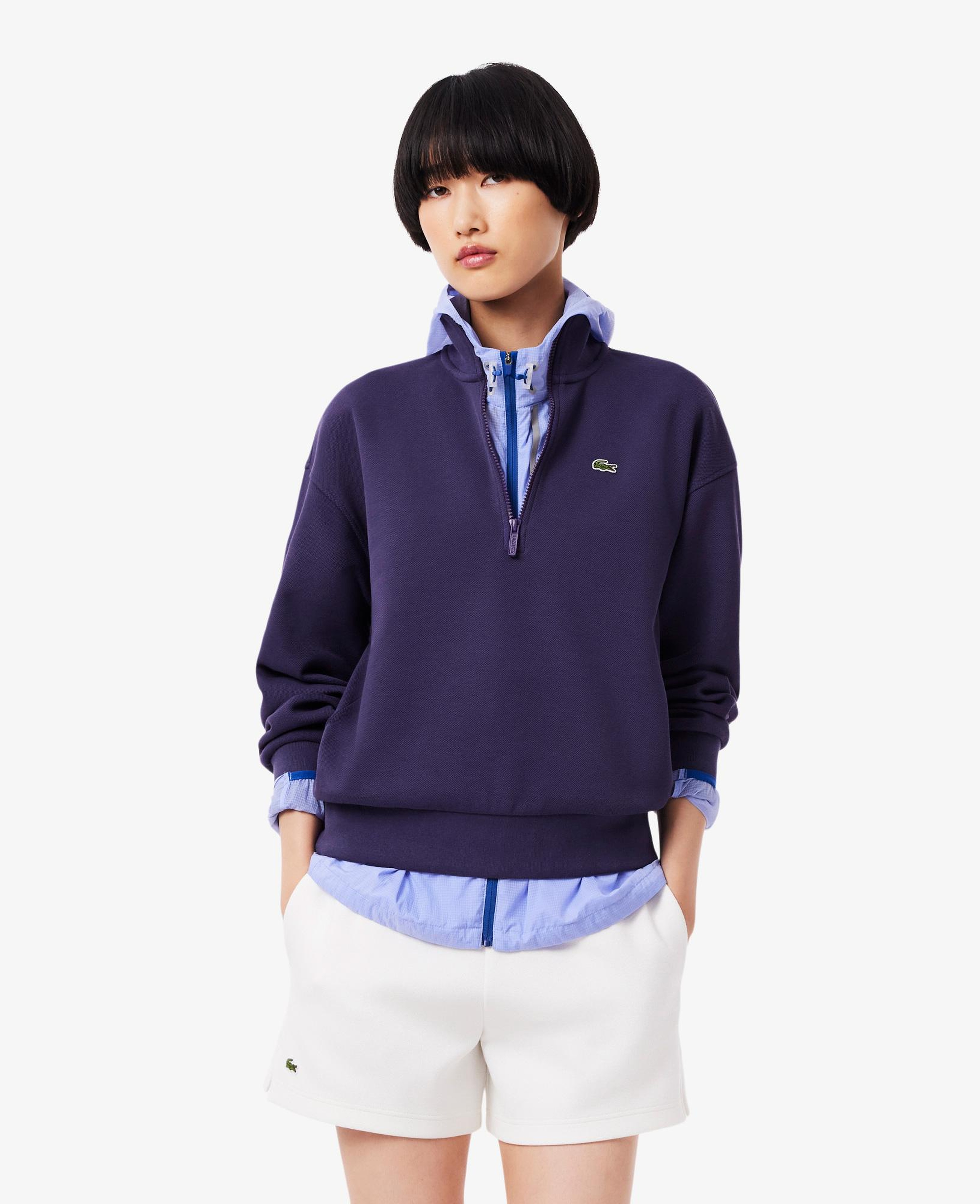 Lacoste Relaxed Fit Yarım Fermuarlı Kadın Mor Sweatshirt