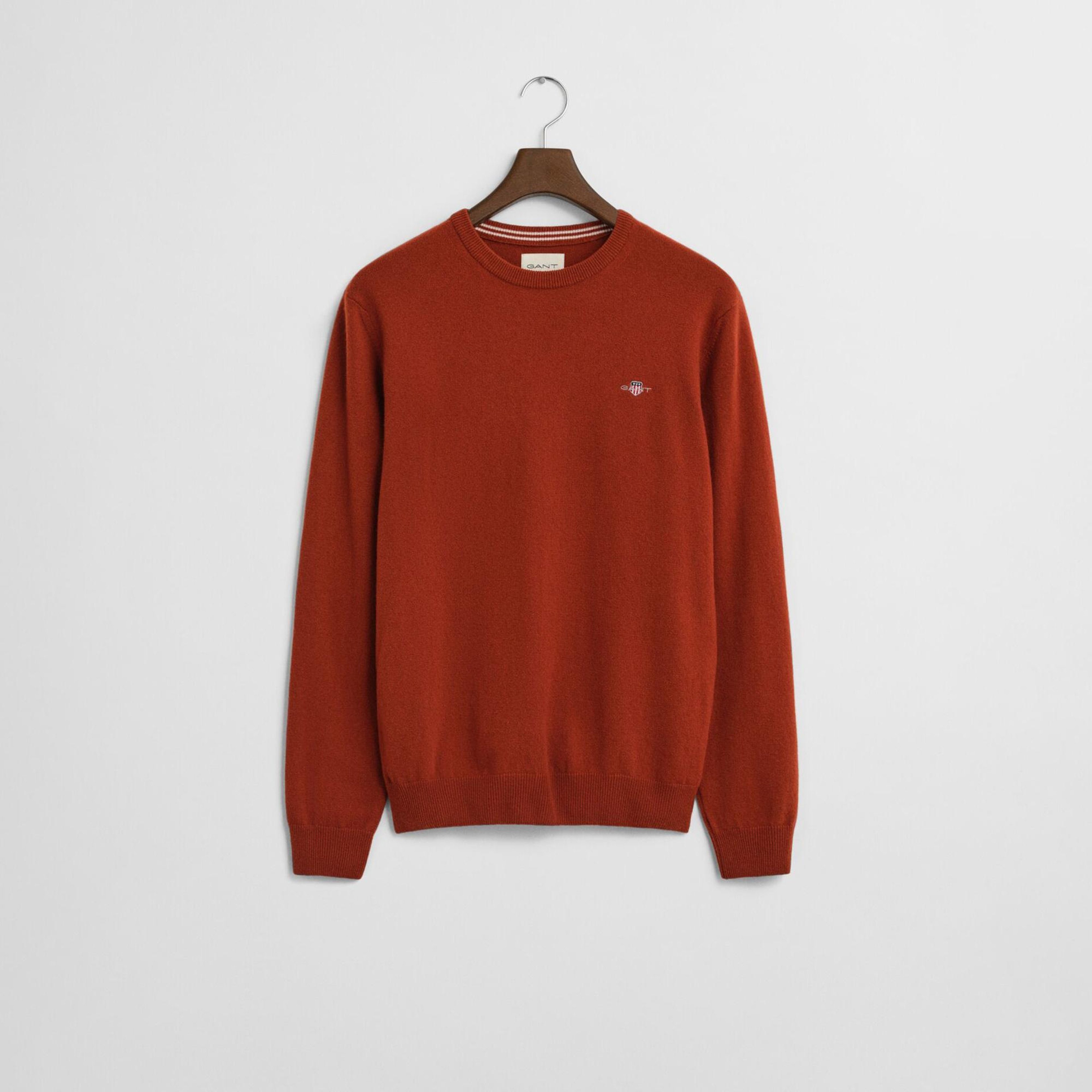 GANT Erkek Kırmızı Regular Fit Bisiklet Yaka Yün Kazak
