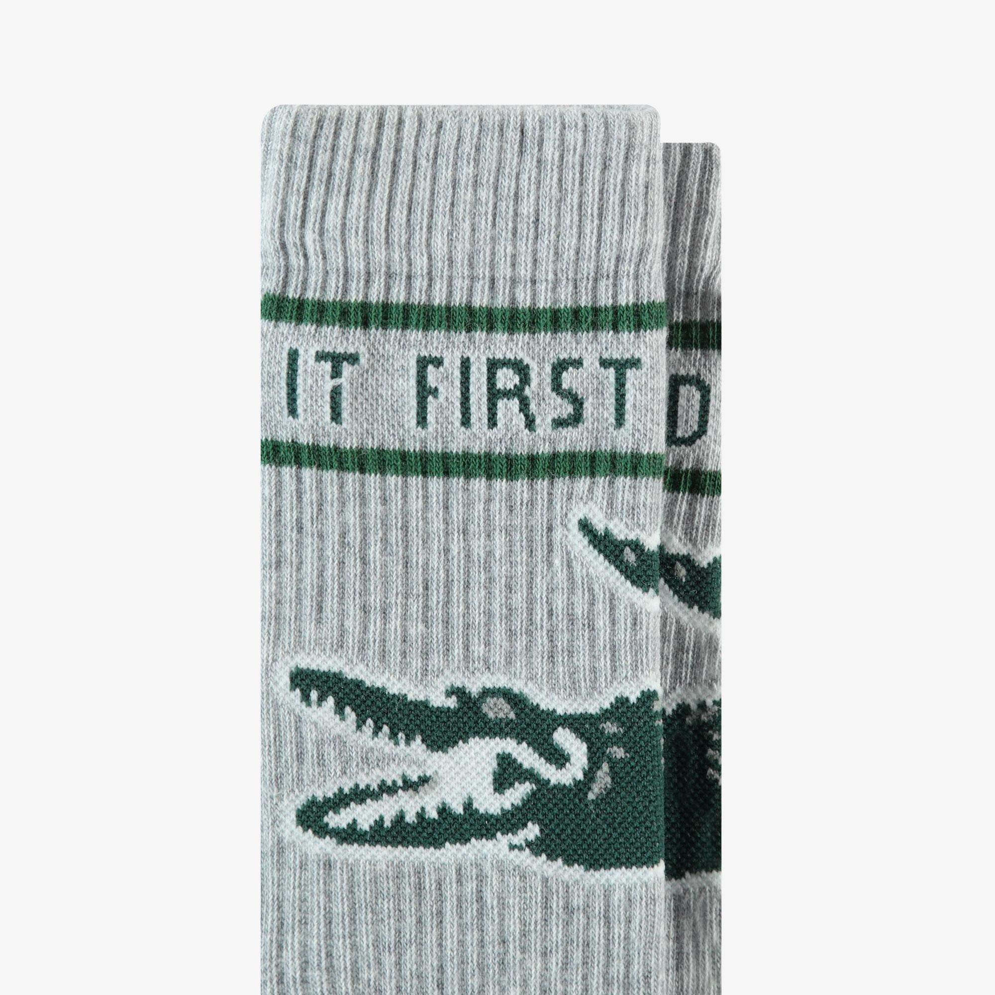 Unisex Baskılı Gri Çorap