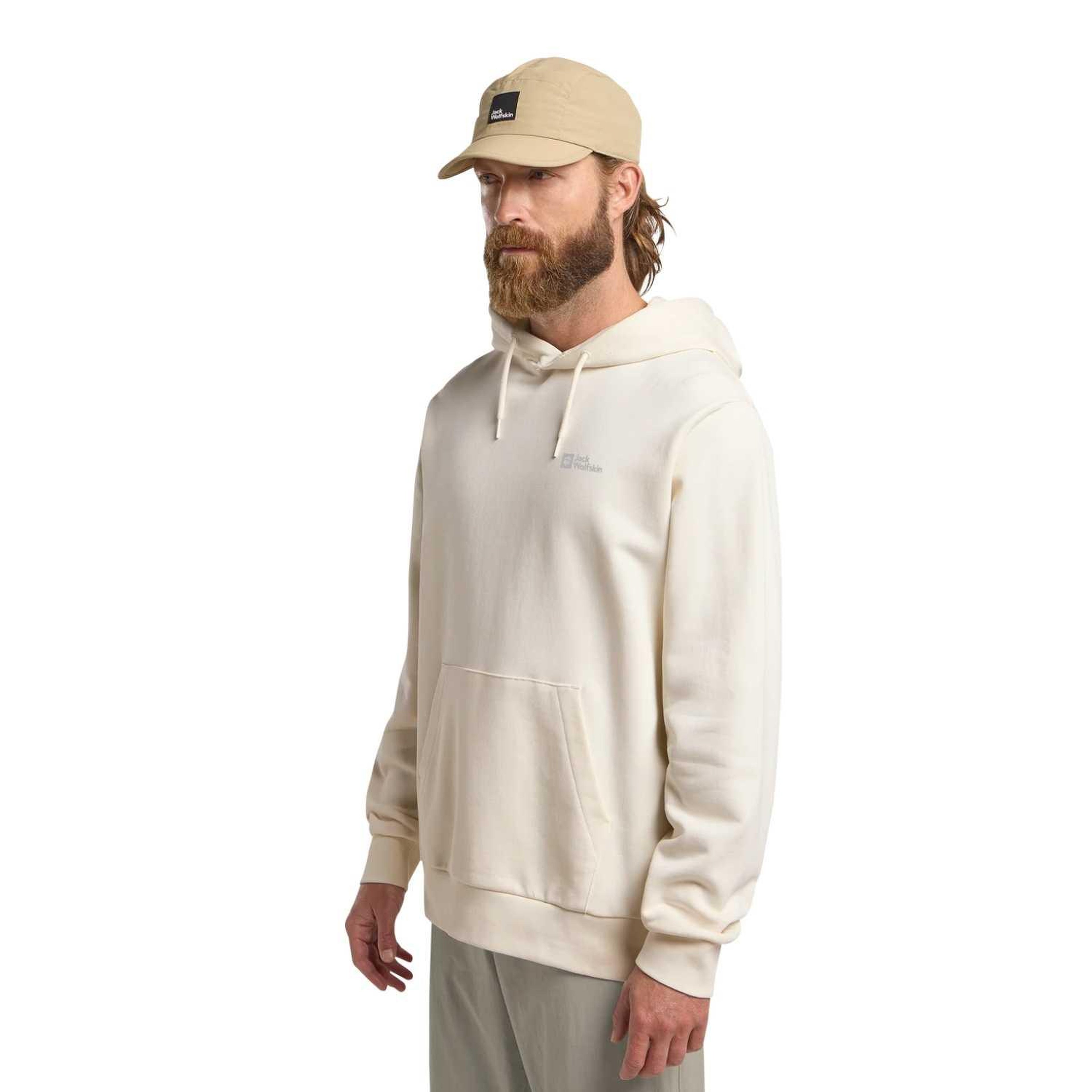 Jack Wolfskin Essential Hoodie Erkek Beyaz Sweat