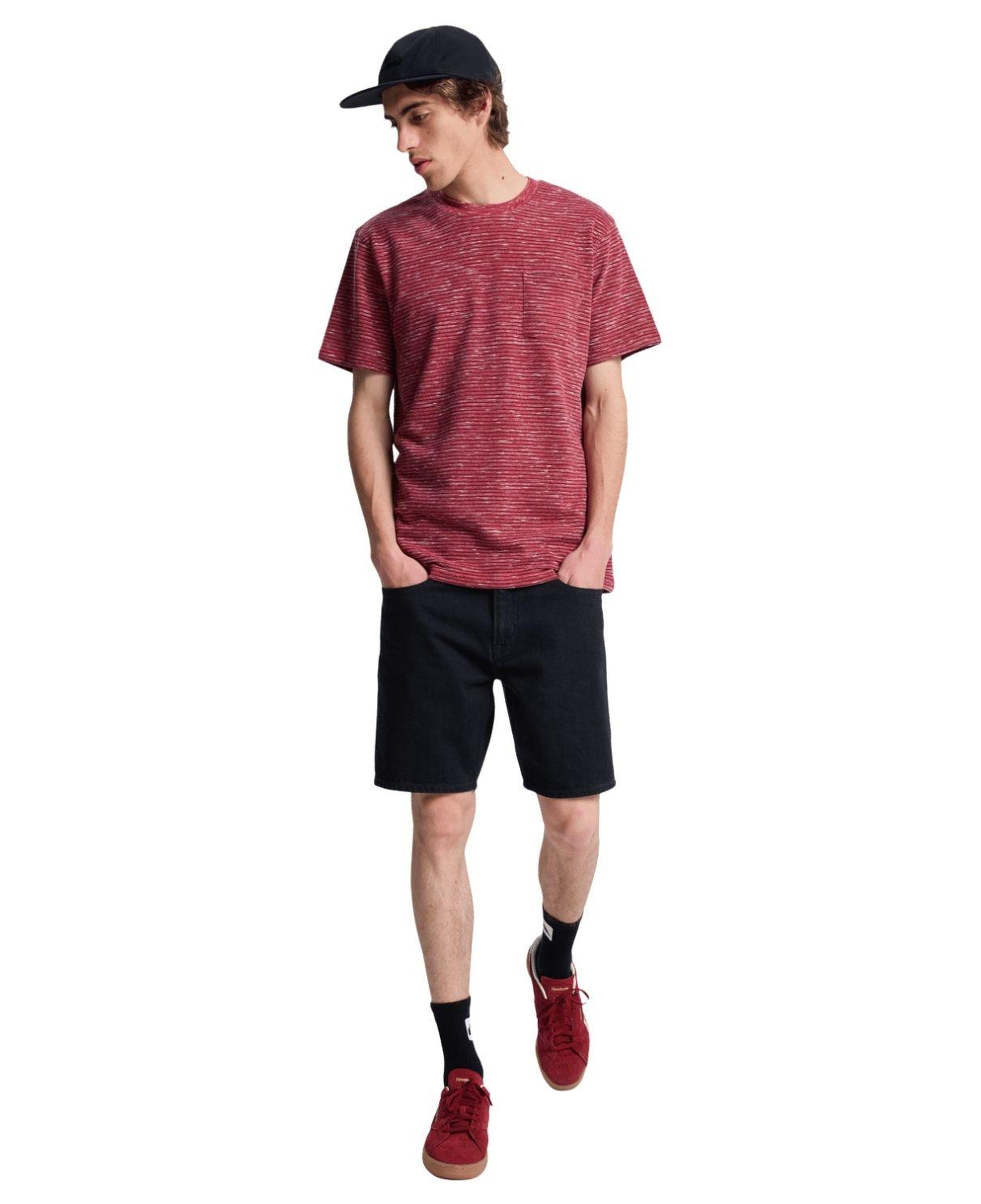 Quiksilver Lopaz Striped Erkek Kırmızı Tişört