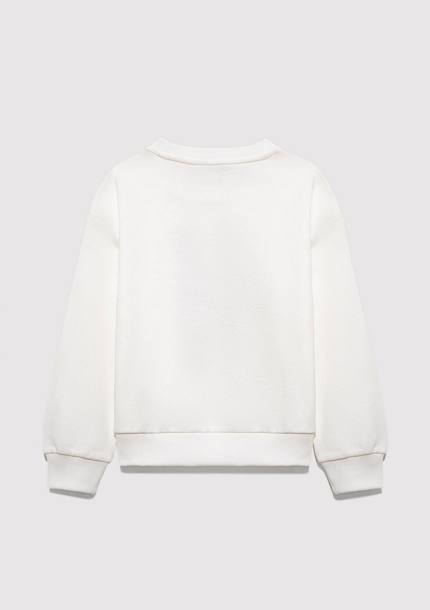 Mavi M Logo Baskılı Ekru Sweatshirt 7S10118-70057